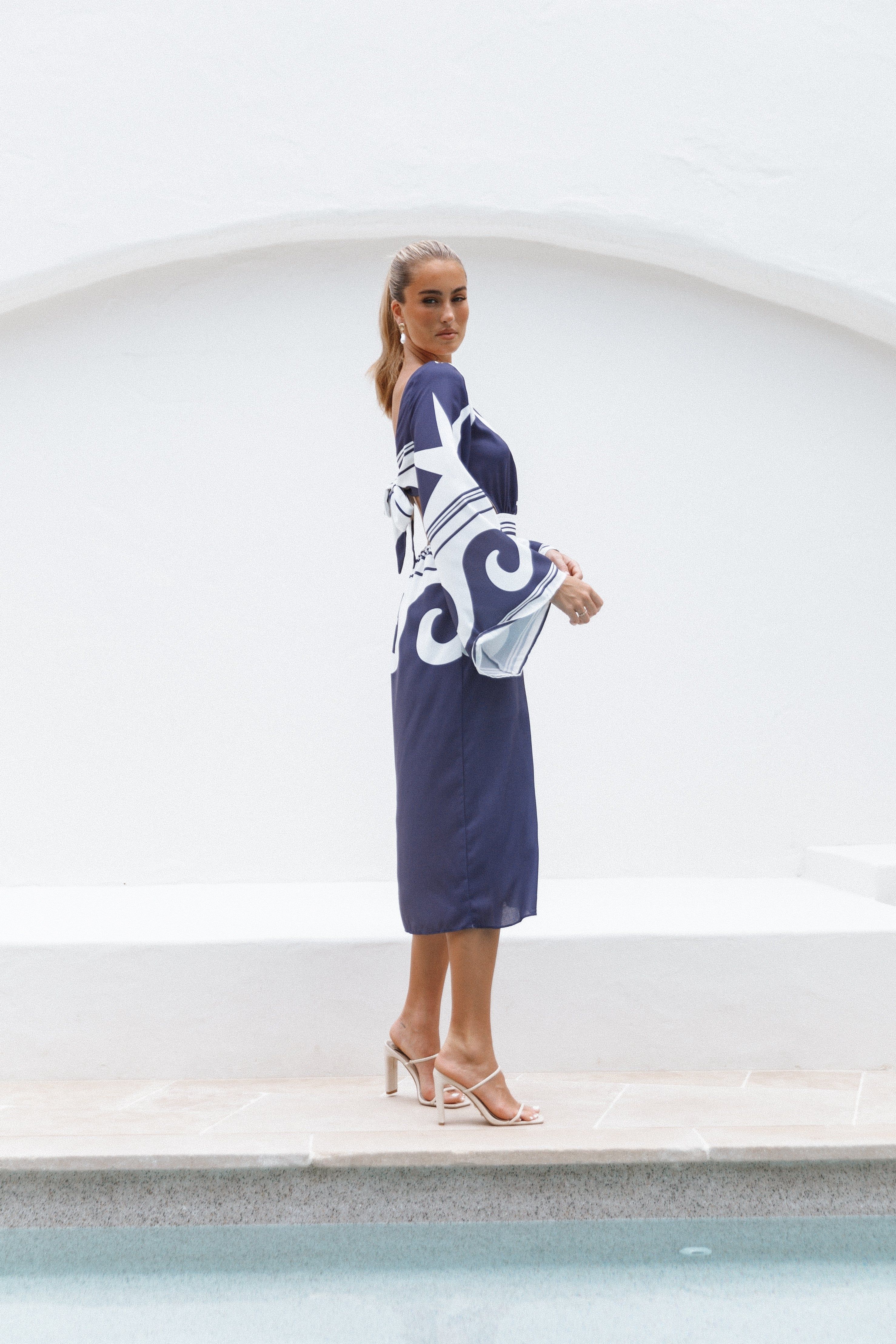 Vella Midi Dress - Navy/White sold by Petal & Pup product image thumbnail 13