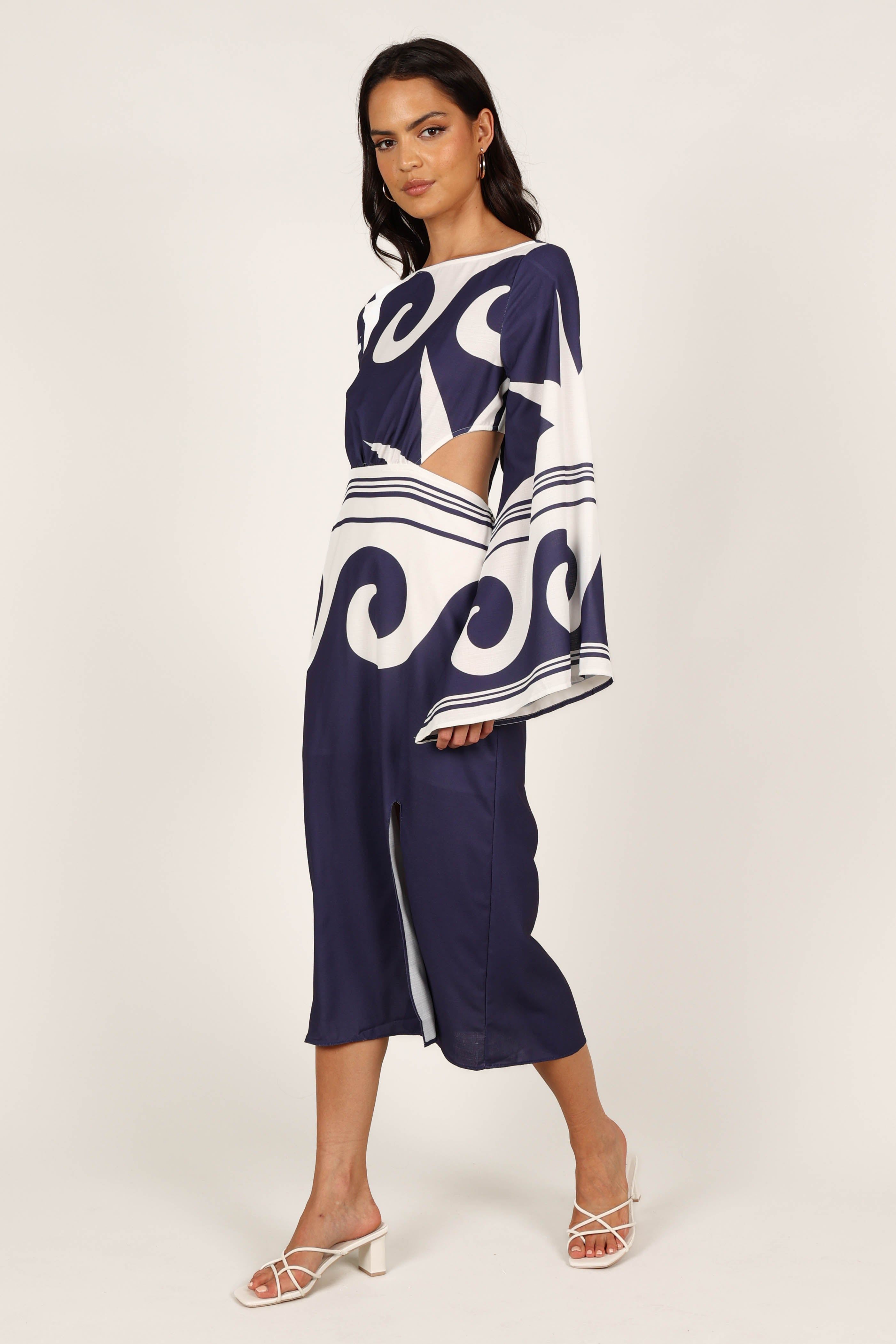 Vella Midi Dress - Navy/White sold by Petal & Pup product image thumbnail 6