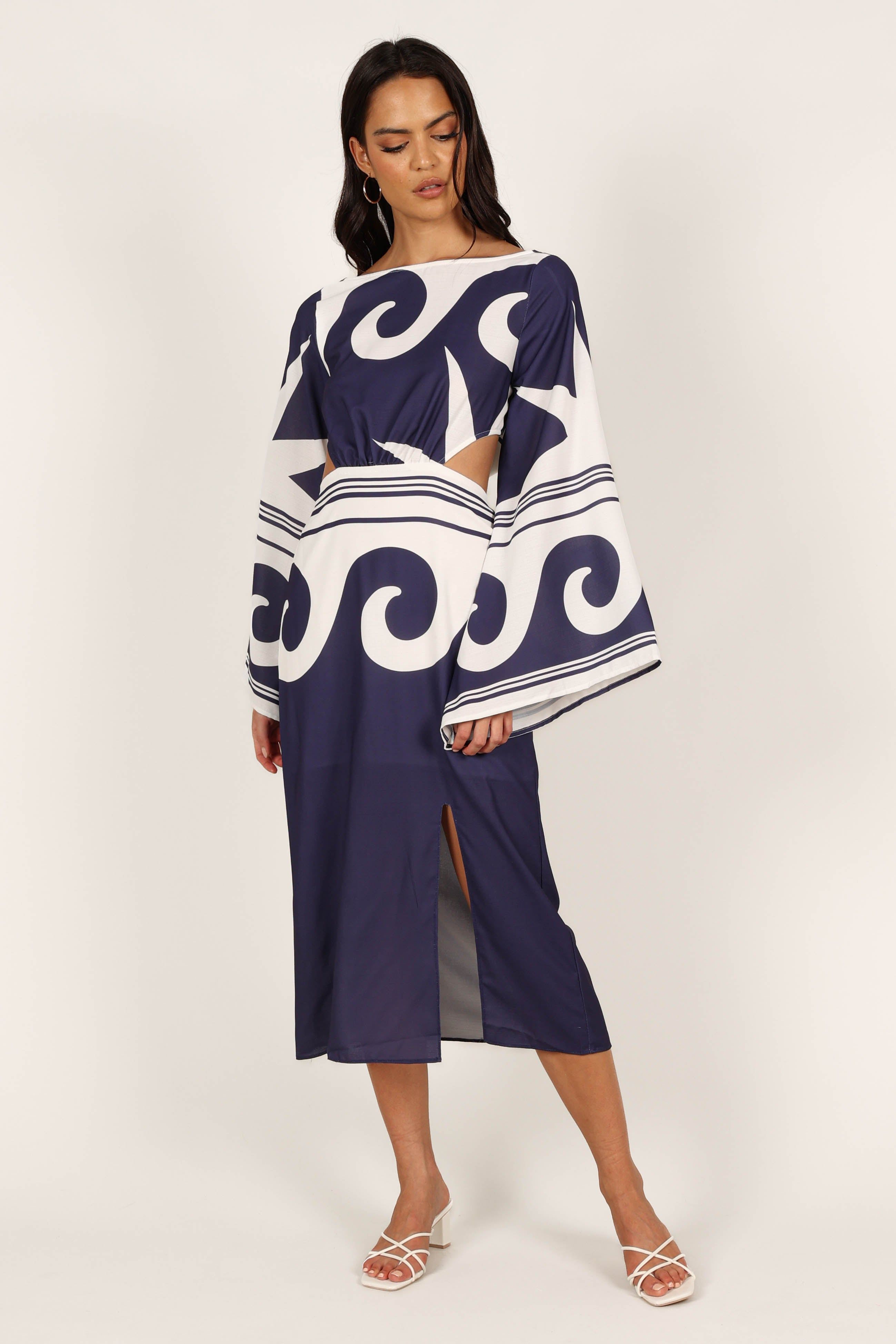 Vella Midi Dress - Navy/White sold by Petal & Pup product image thumbnail 3