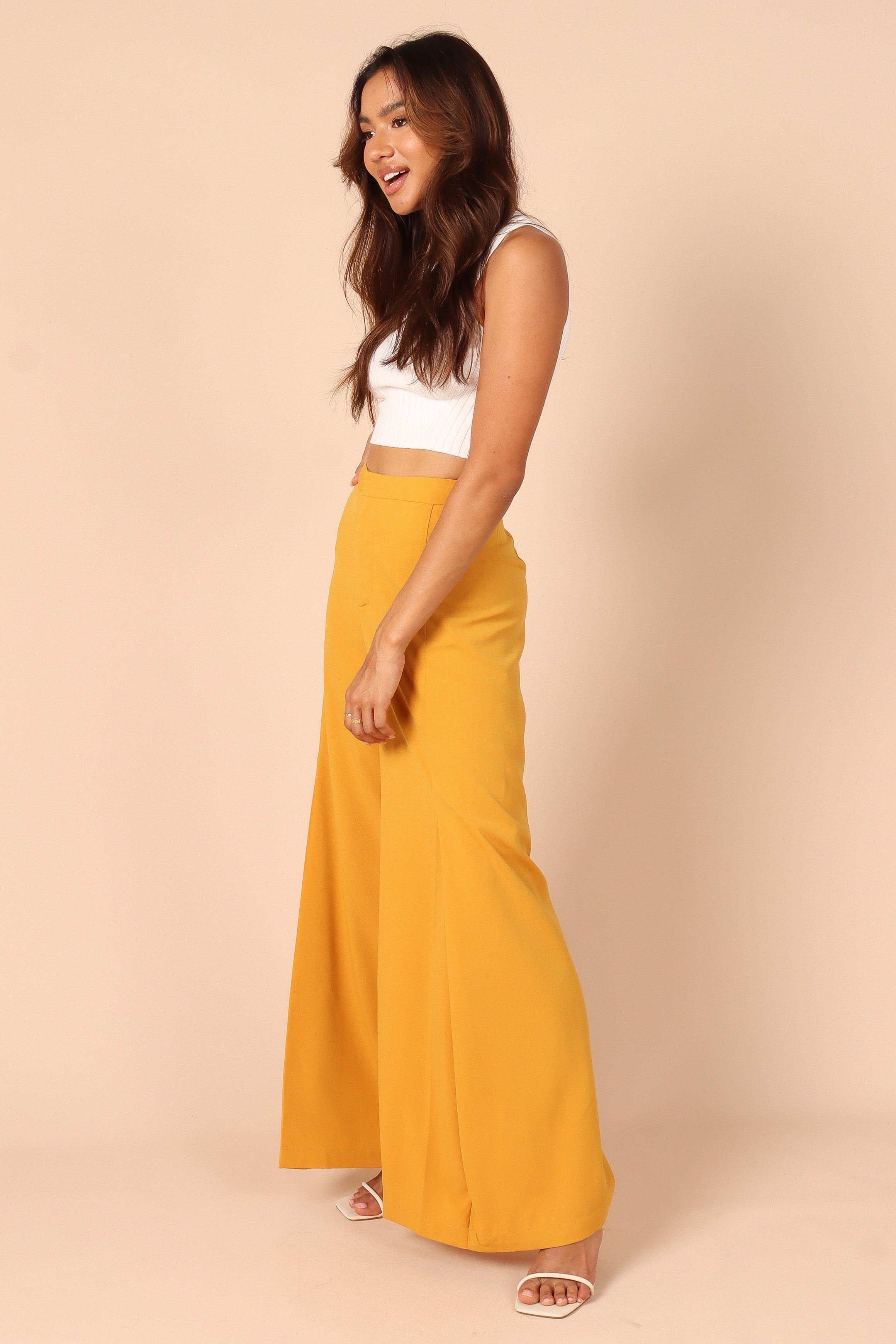 Annie High Waisted Wide Leg Pants - Mustard sold by Petal & Pup product image thumbnail 2