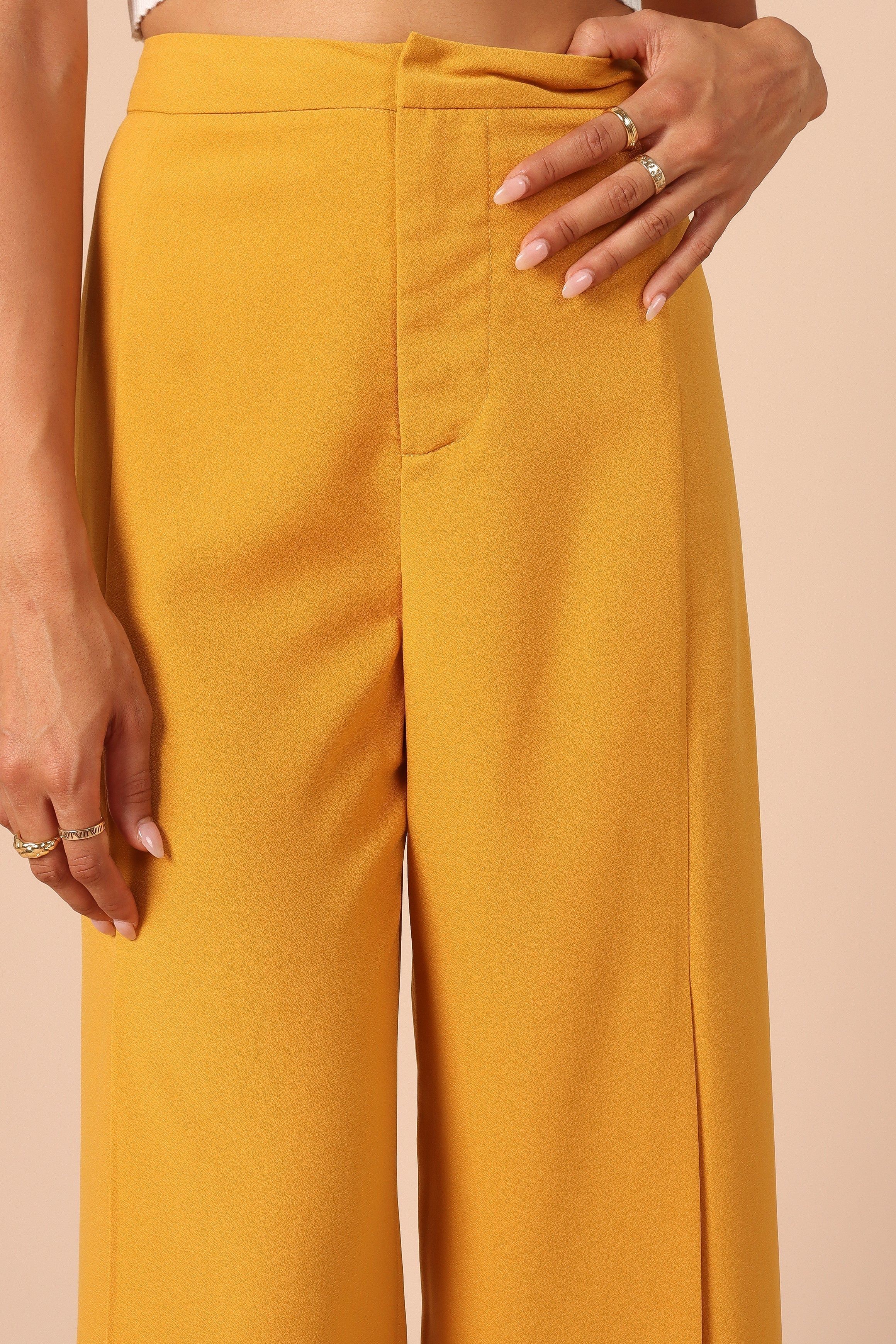 Annie High Waisted Wide Leg Pants - Mustard sold by Petal & Pup product image thumbnail 5