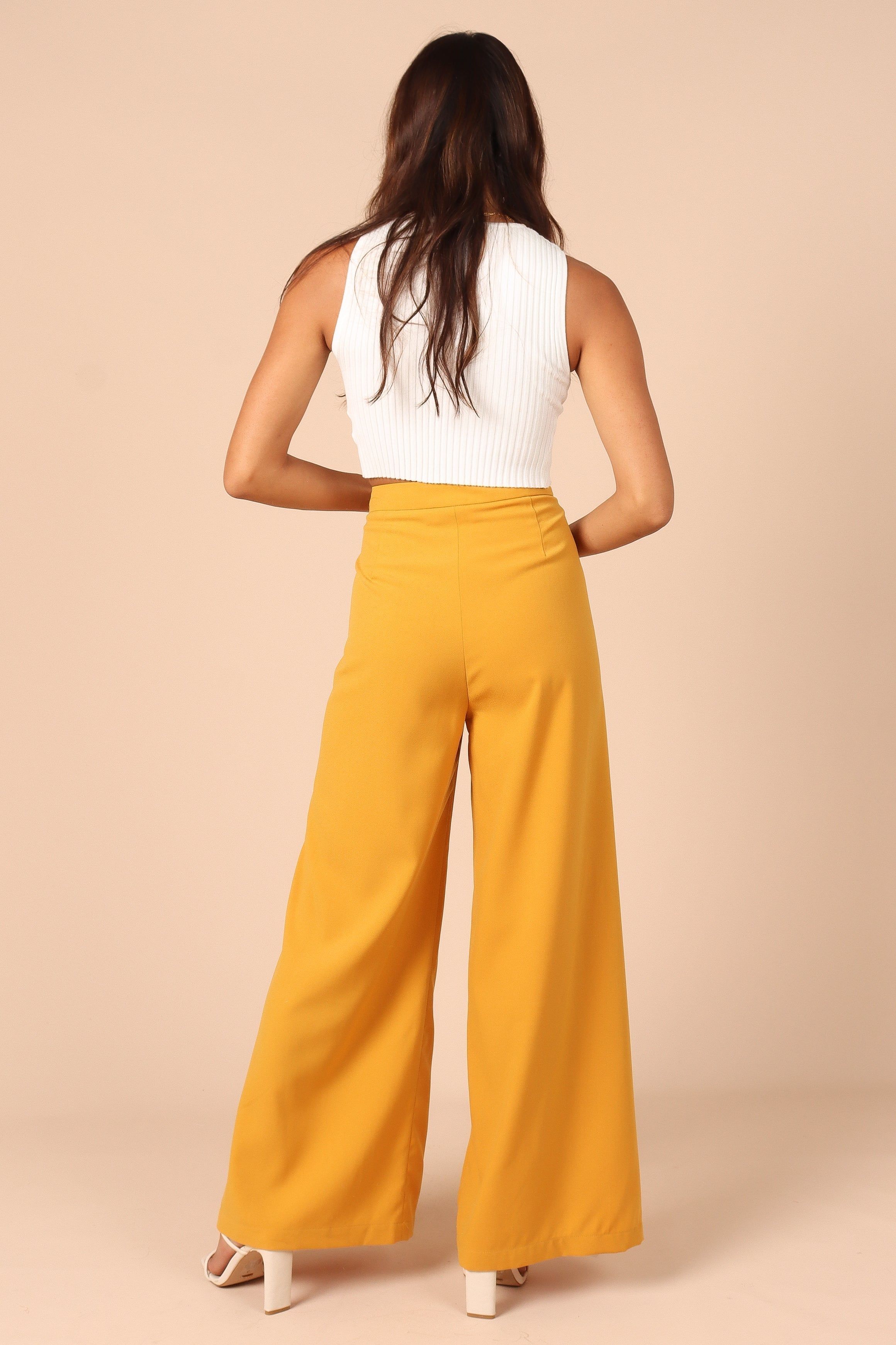 Annie High Waisted Wide Leg Pants - Mustard sold by Petal & Pup product image thumbnail 6