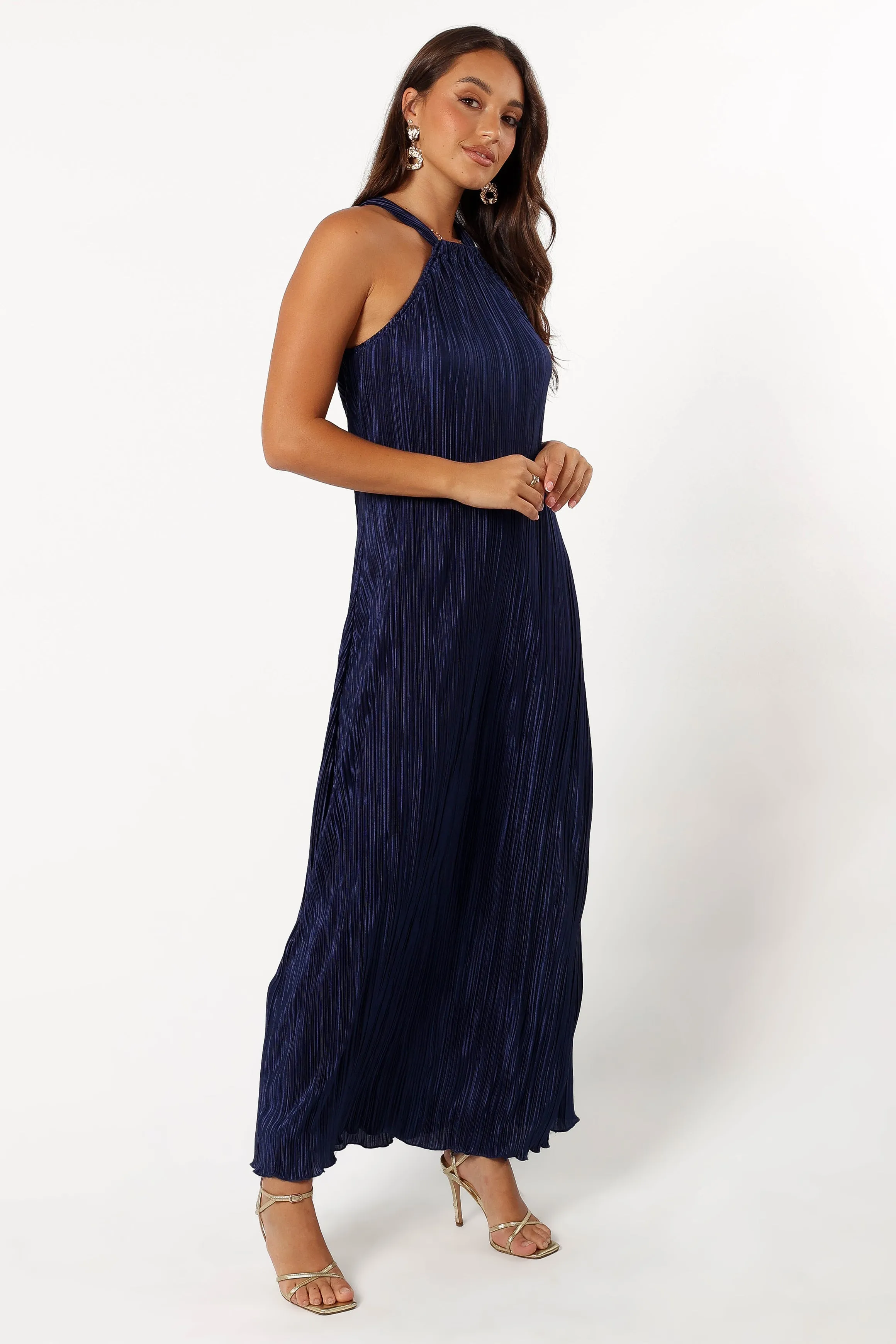 Melody Plisse Halter Maxi Dress - Navy sold by Petal & Pup product image thumbnail 5