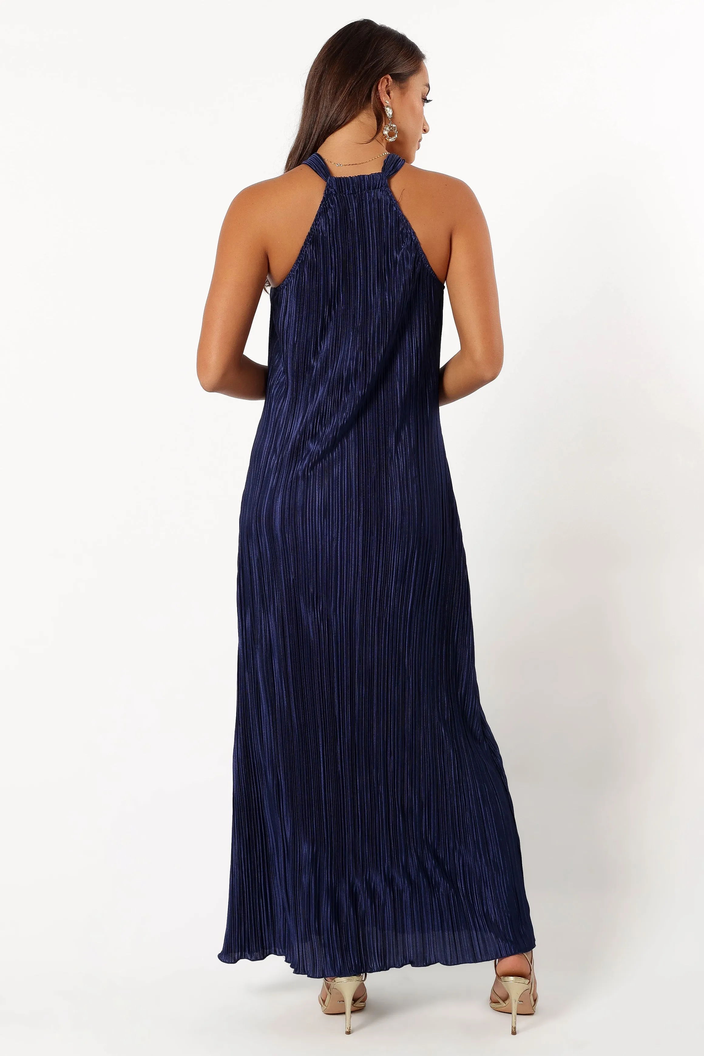 Melody Plisse Halter Maxi Dress - Navy sold by Petal & Pup product image thumbnail 4