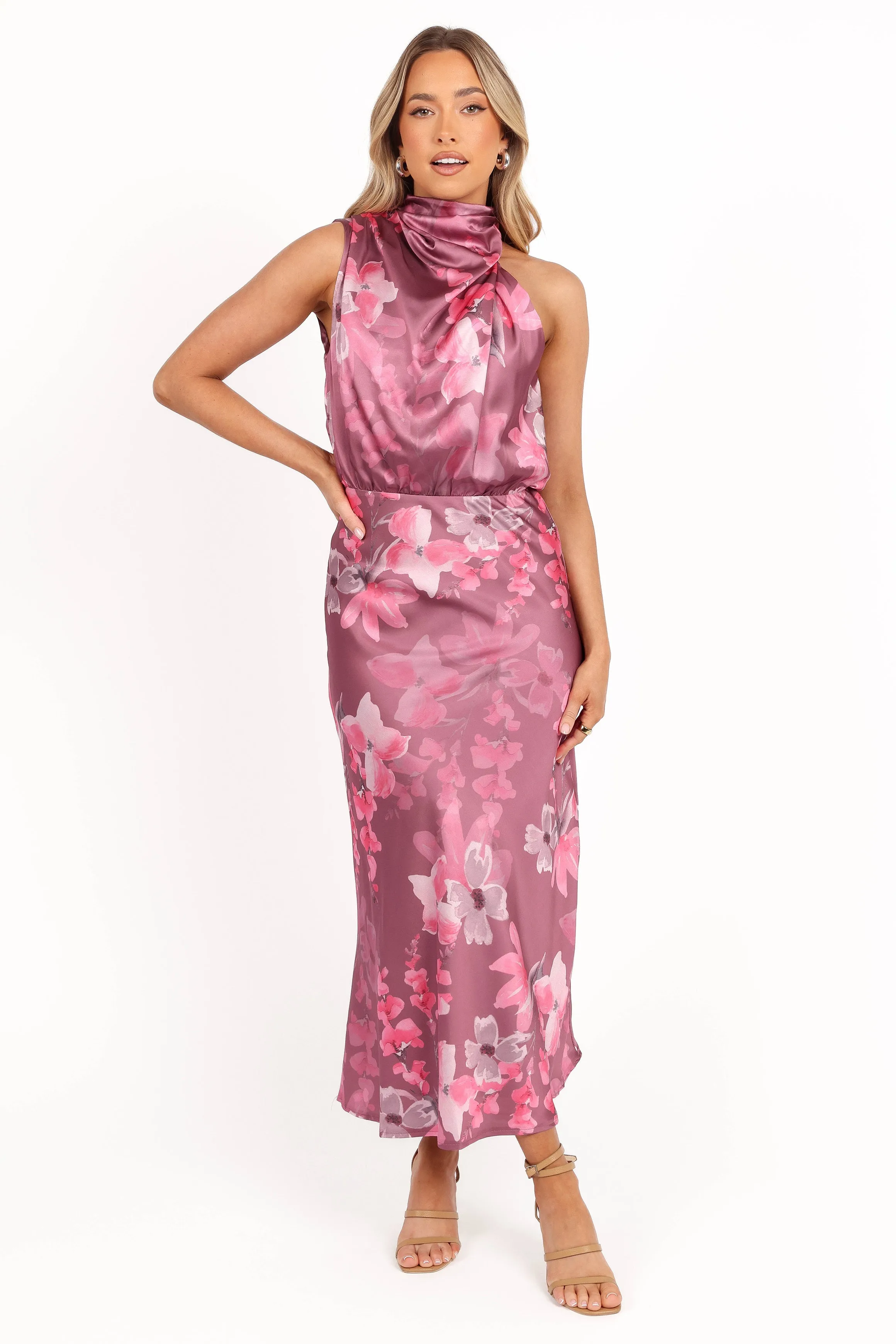 Anabelle Halter Neck Midi Dress - Dark Rose Floral sold by Petal & Pup product image thumbnail 3