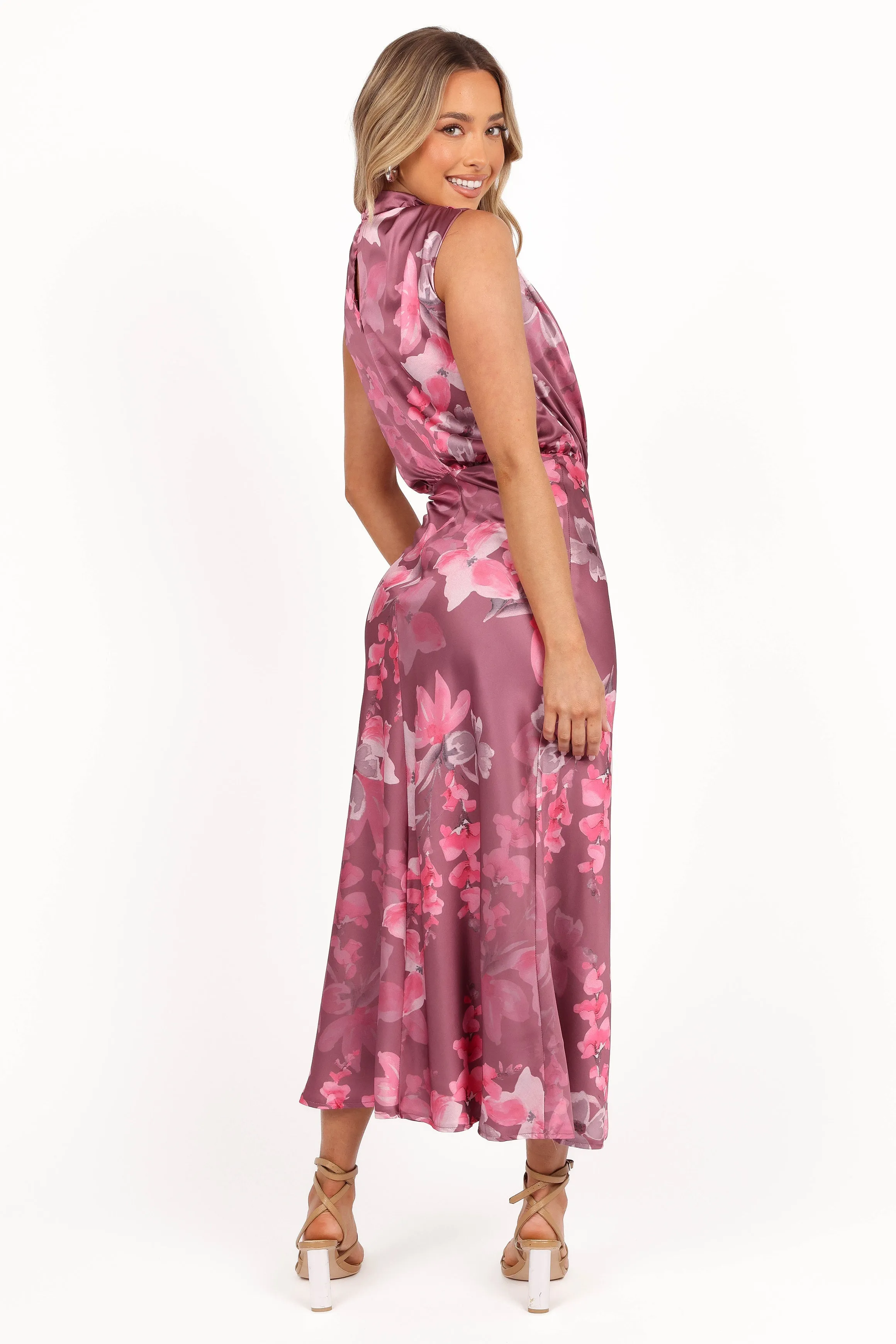 Anabelle Halter Neck Midi Dress - Dark Rose Floral sold by Petal & Pup product image thumbnail 5