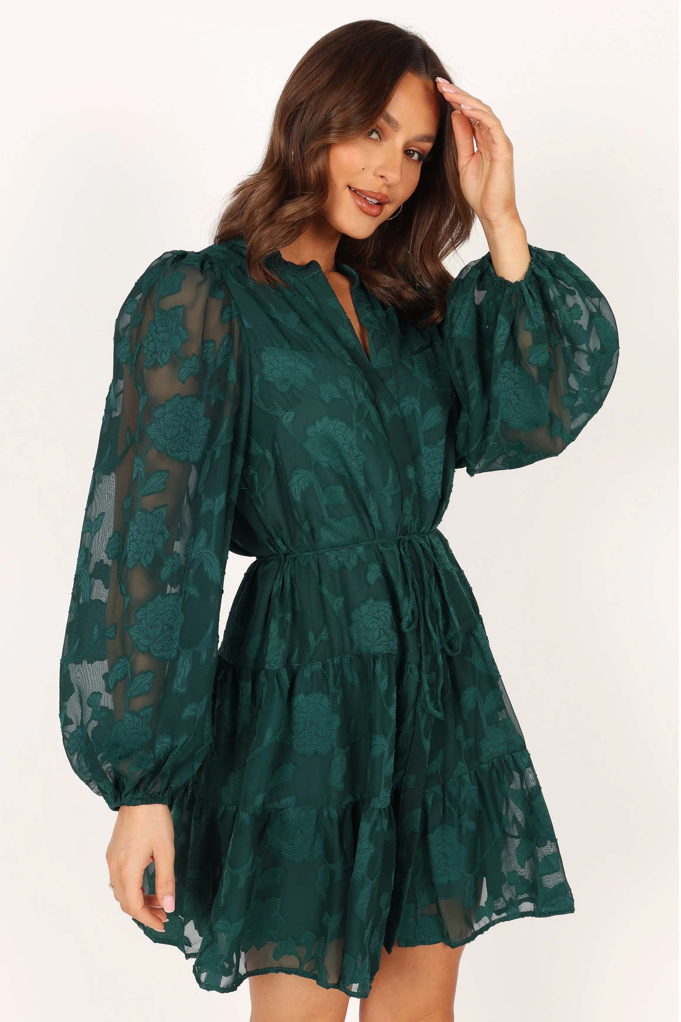 Monary Long Sleeve Mini Dress - Emerald sold by Petal & Pup product image thumbnail 4