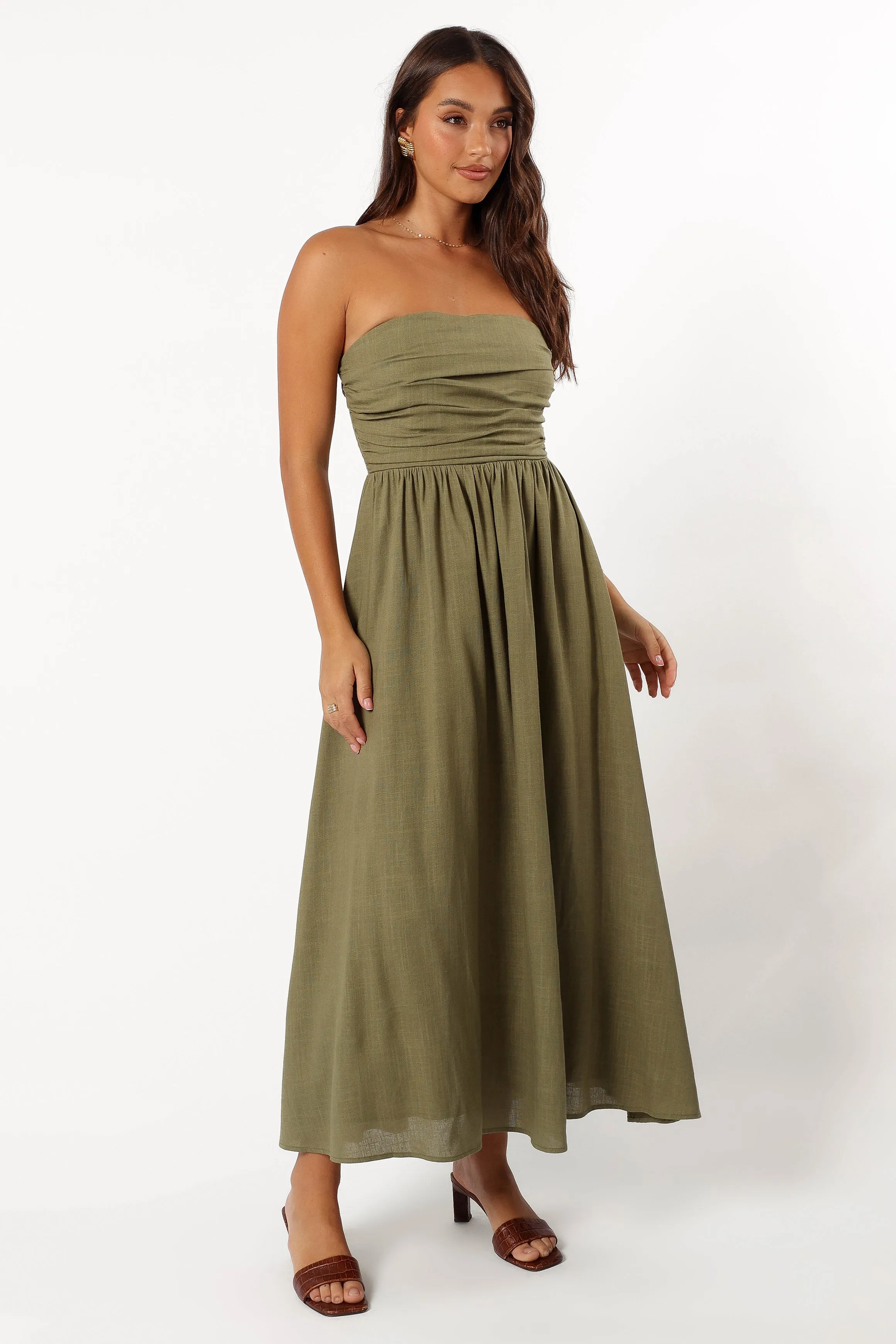 Kayt Strapless Dress - Olive Green sold by Petal & Pup product image thumbnail 5