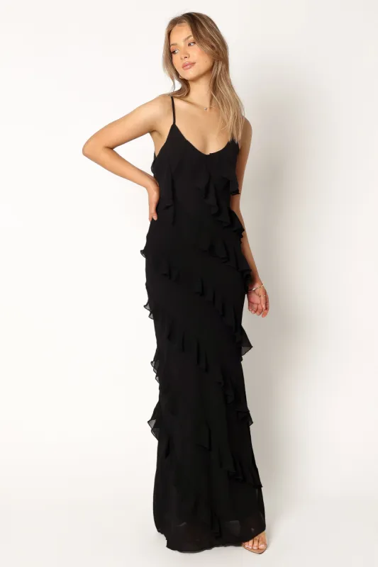 Ciao Ruffles Maxi Dress - Black sold by Petal & Pup