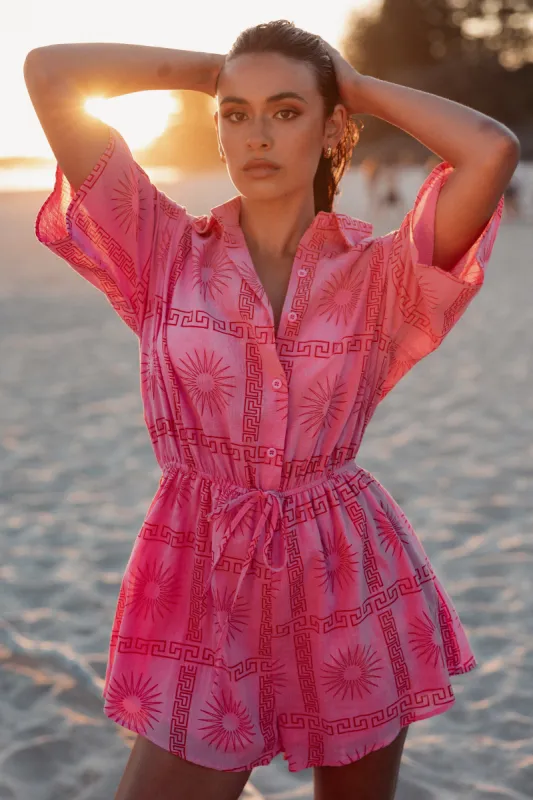 Ilios Romper - Pink Print sold by Petal & Pup