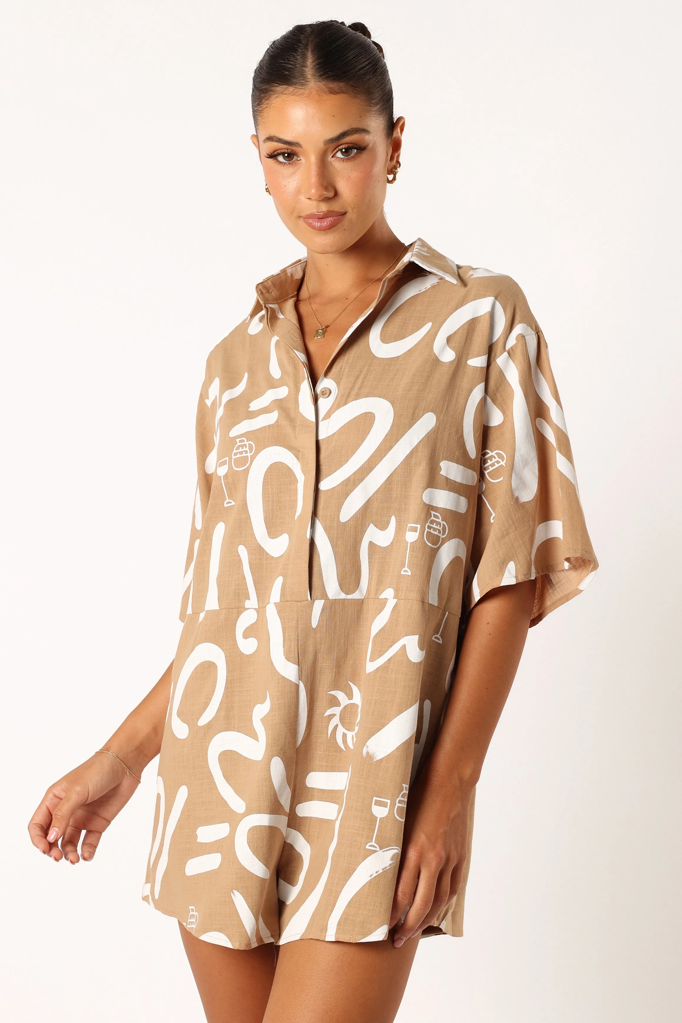 Kellie Romper - Tan sold by Petal & Pup product image thumbnail 3