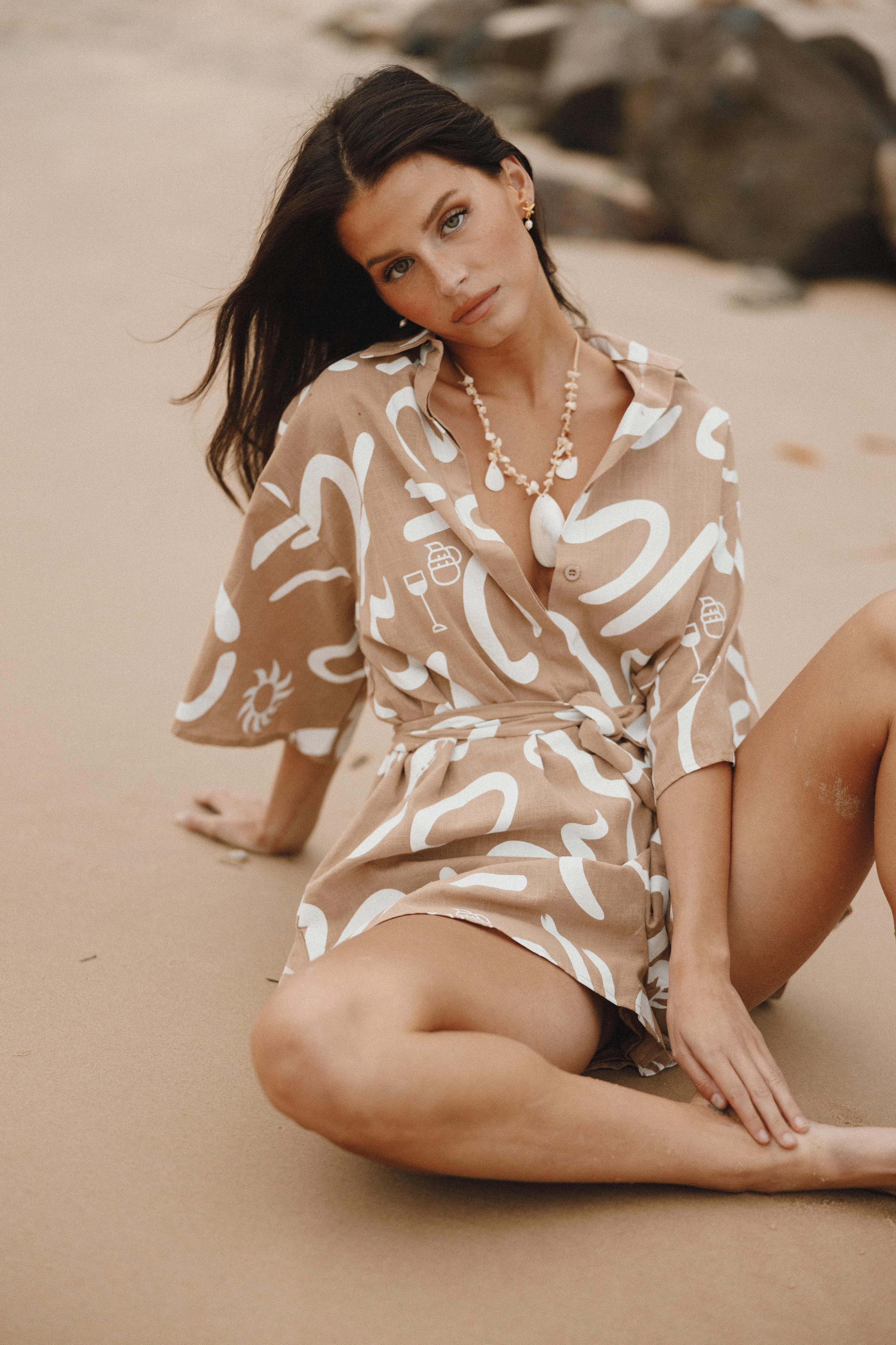 Kellie Romper - Tan sold by Petal & Pup