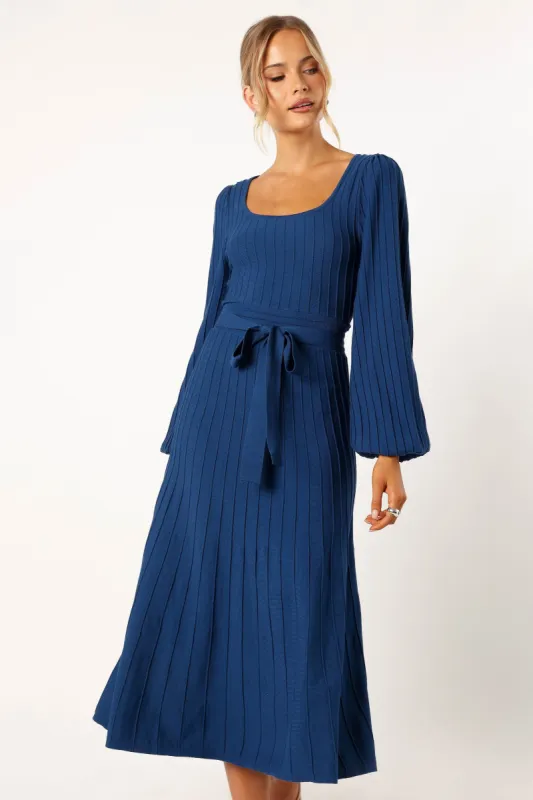 Lexi Long Sleeve Midi Dress - Blue sold by Petal & Pup