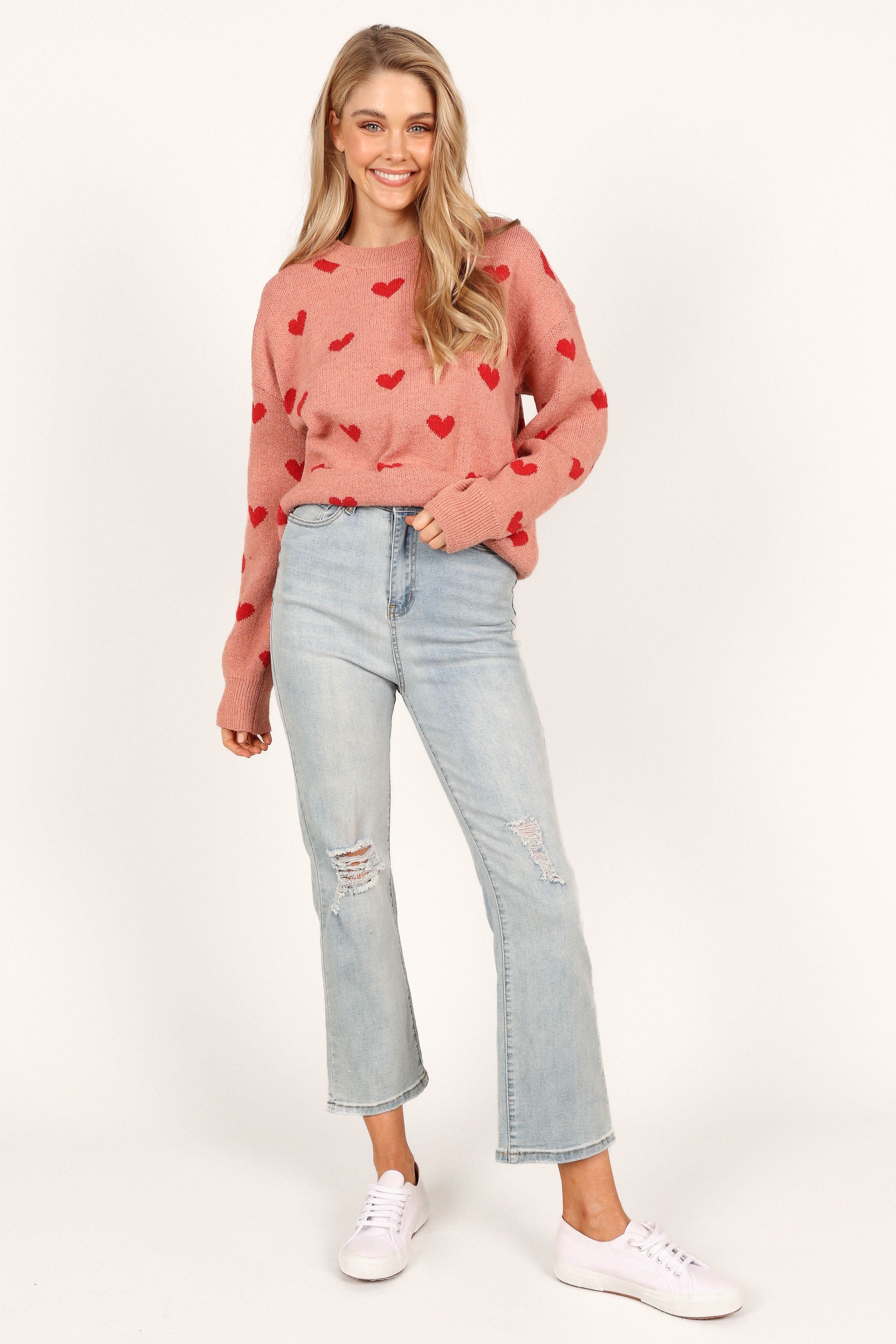 All Over Heart Knit Sweater - Pink sold by Petal & Pup product image thumbnail 8
