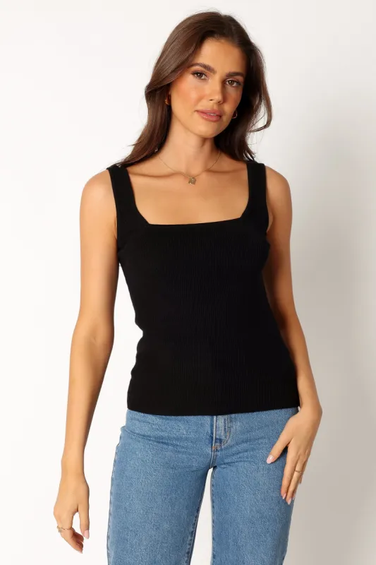 Vicki Rib Tank - Black sold by Petal & Pup