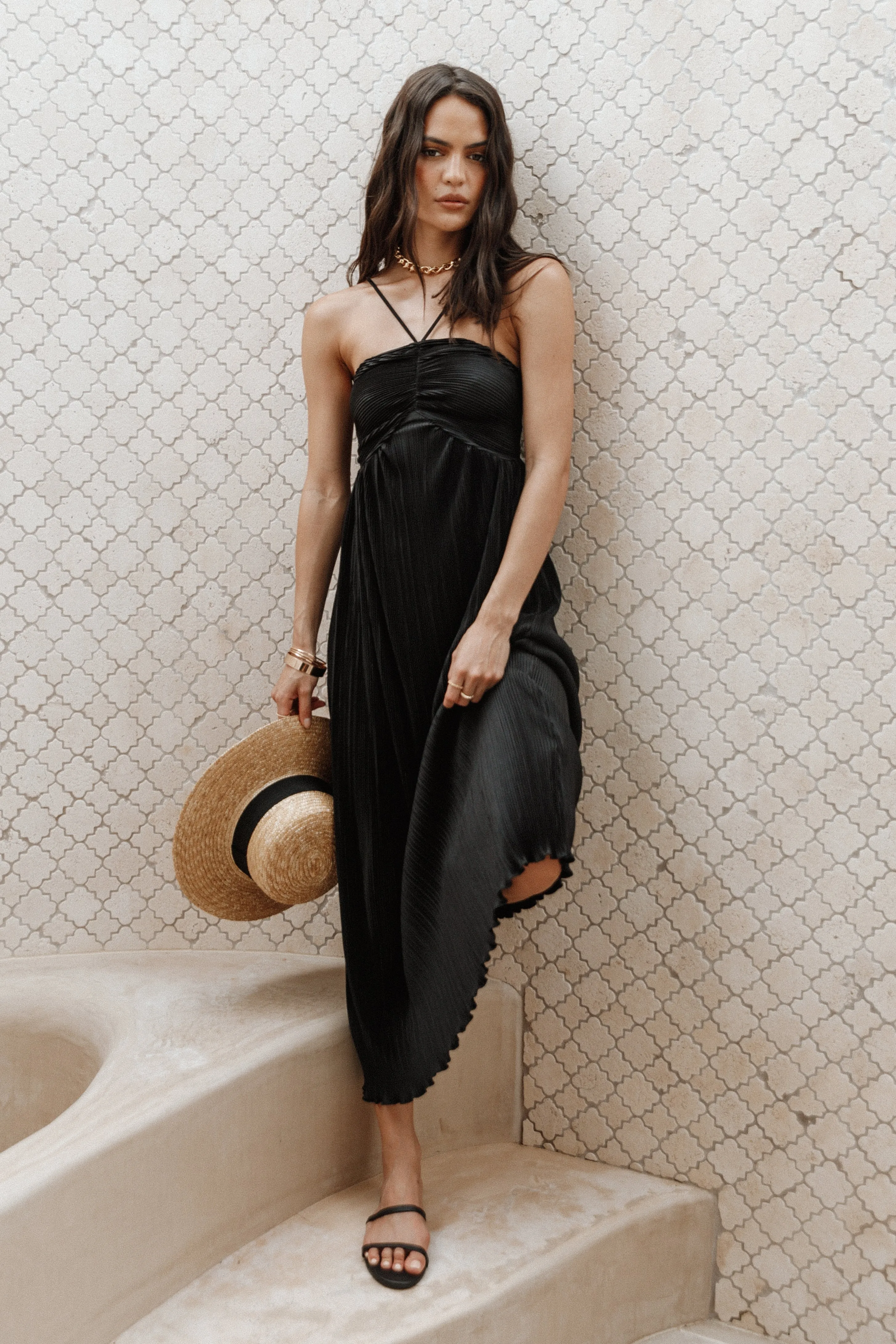 Polly Halterneck Maxi Dress - Black sold by Petal & Pup