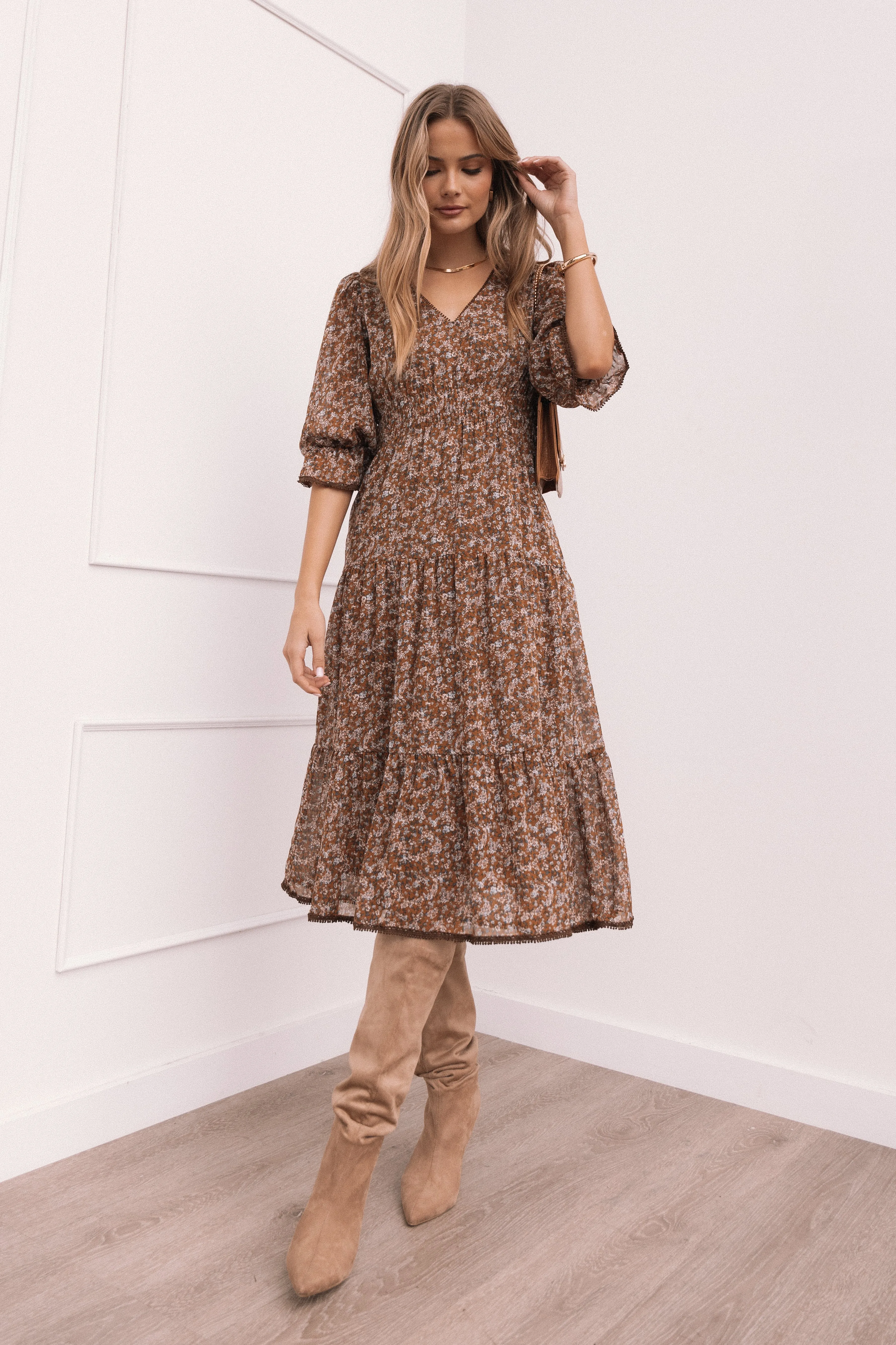 Simone Midi Dress - Camel sold by Petal & Pup product image thumbnail 2