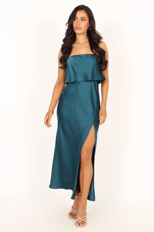 Vienna Strapless Midi Dress - Teal sold by Petal & Pup