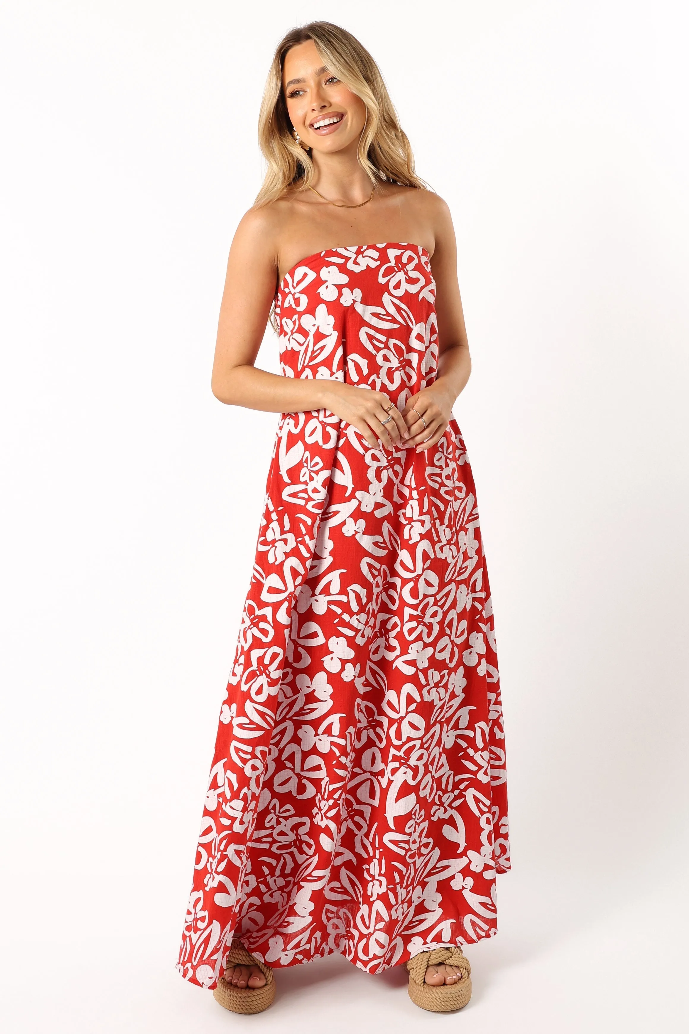 Soph Strapless Maxi Dress - Red Floral sold by Petal & Pup product image thumbnail 4