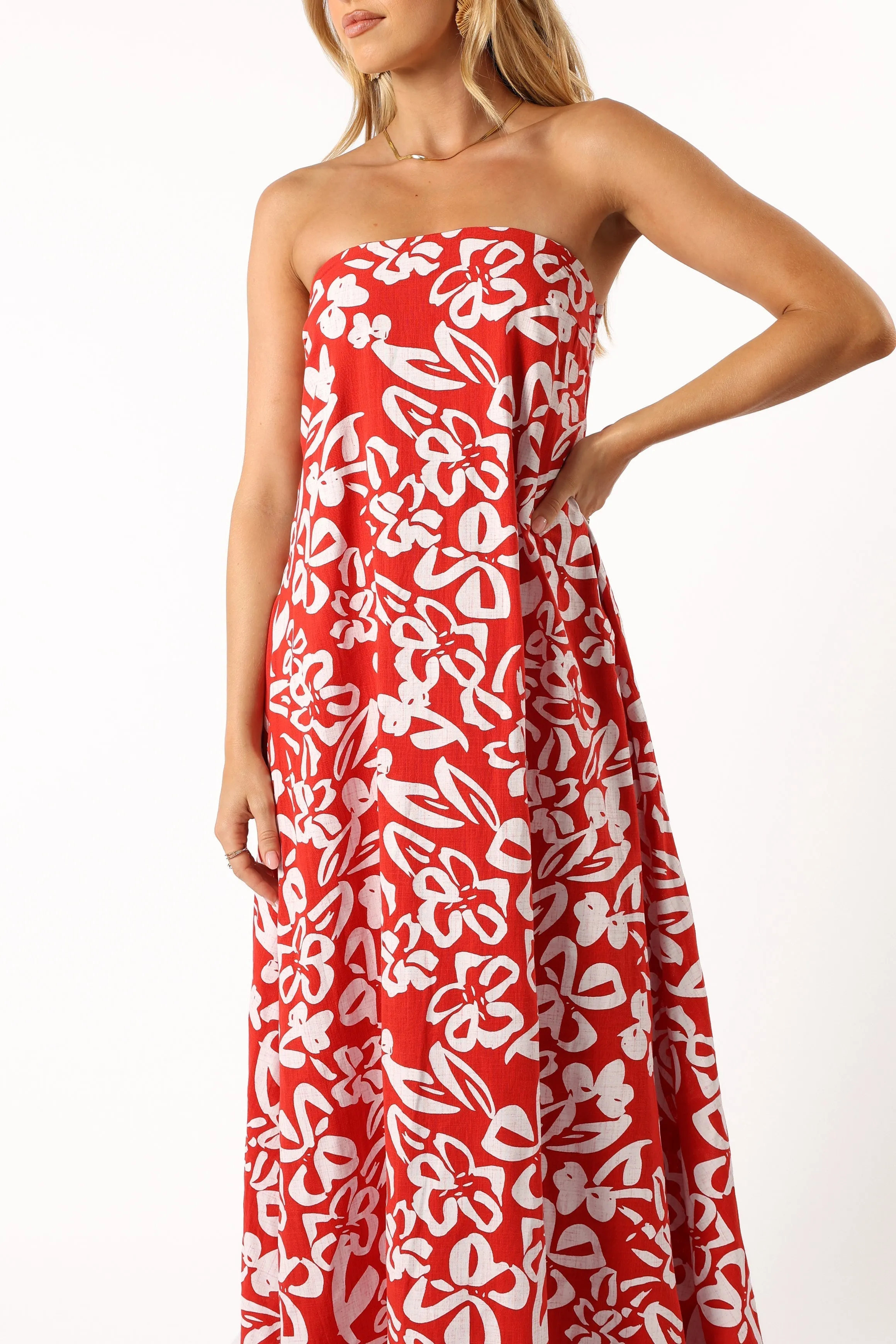 Soph Strapless Maxi Dress - Red Floral sold by Petal & Pup product image thumbnail 5
