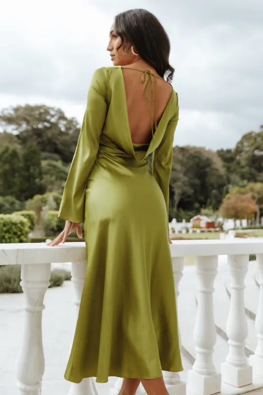 Juxt Open Back Midi Dress - Green sold by Petal & Pup