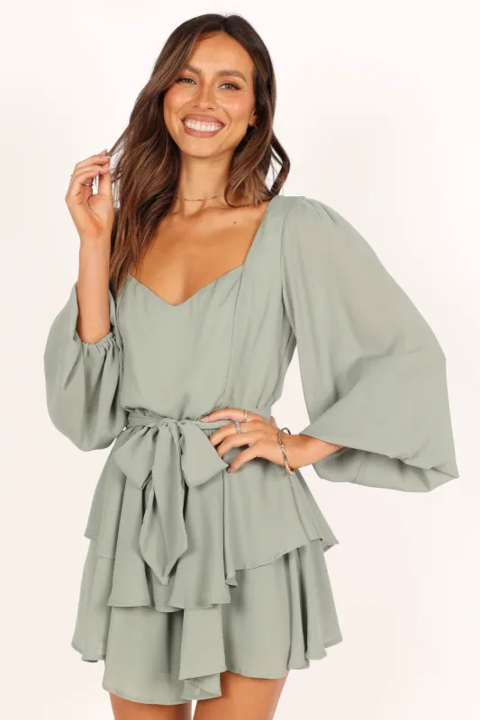 Mimi Long Sleeve Frill Romper - Sage sold by Petal & Pup