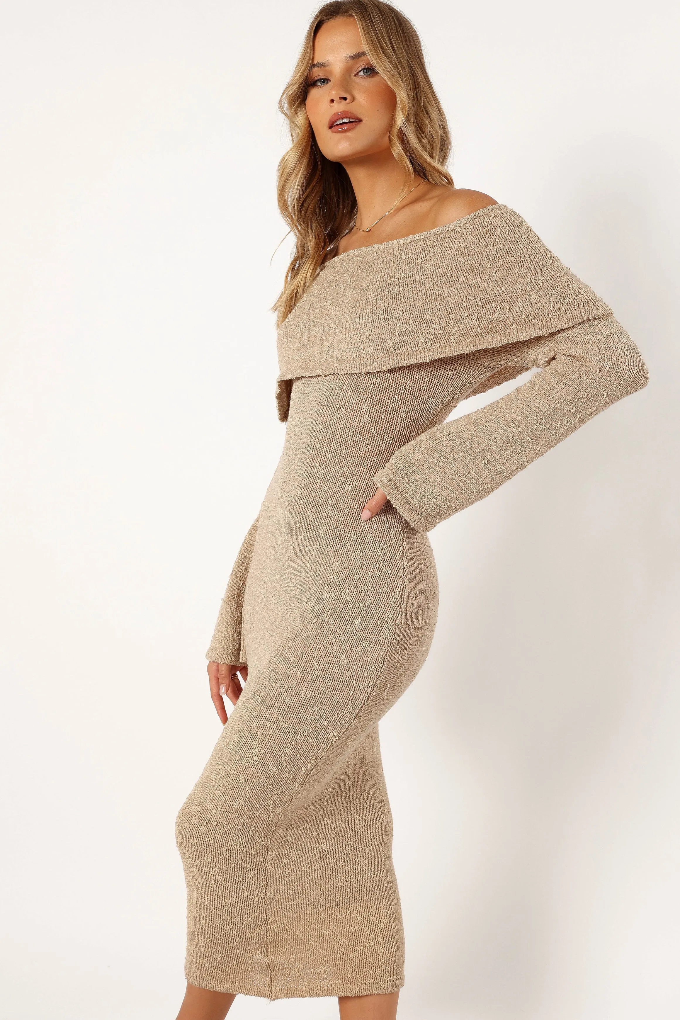 Nikkie Long Sleeve Maxi Dress - Tan sold by Petal & Pup