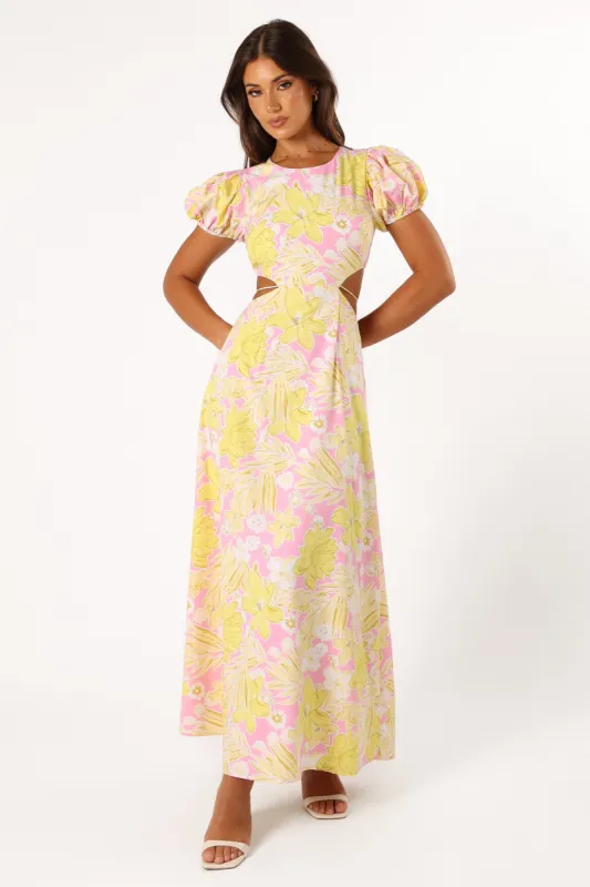 Noella Cut Out Midi Dress - Lime Pink sold by Petal & Pup