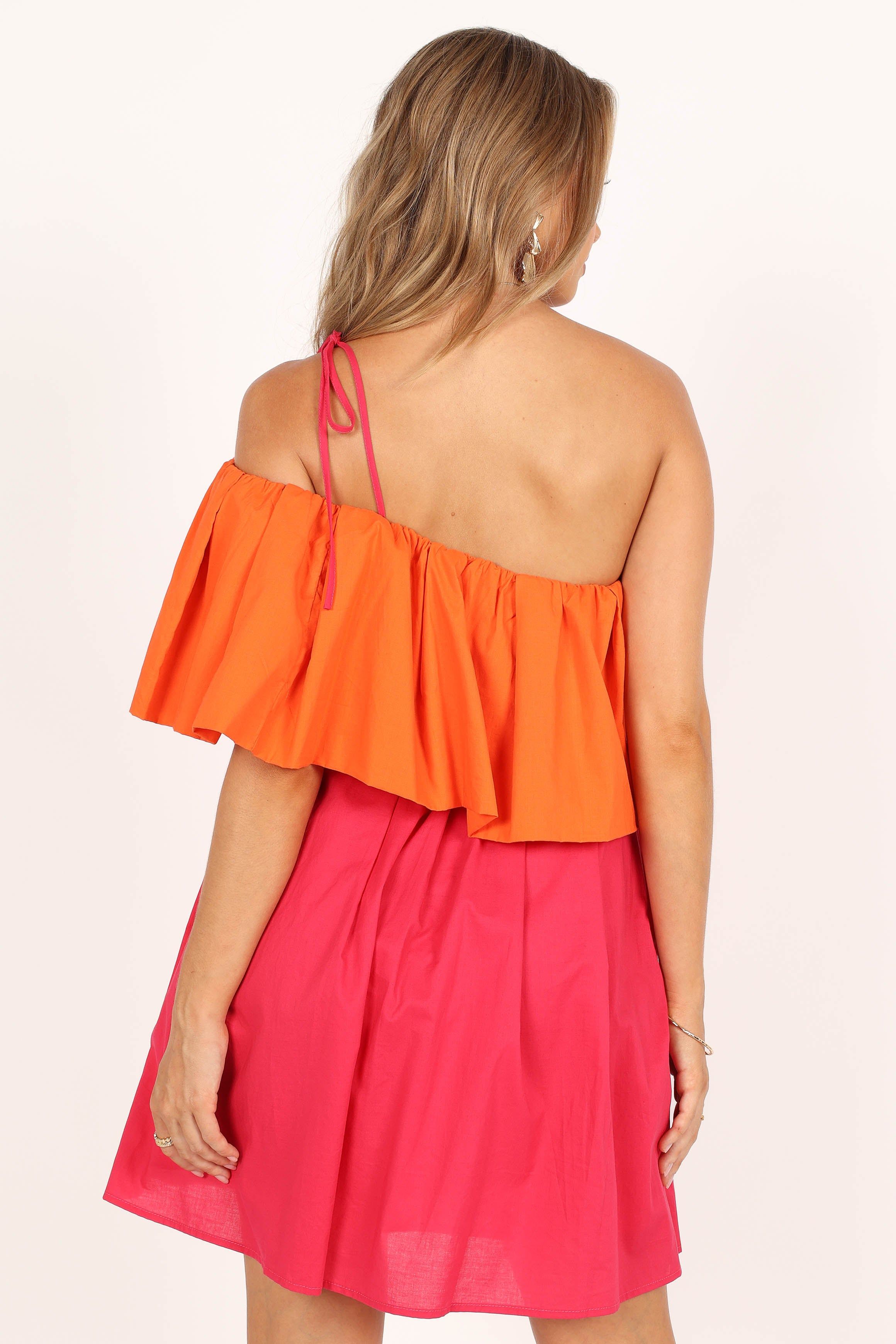 Maeva One Shoulder Mini Dress - Pink/Orange sold by Petal & Pup product image thumbnail 5