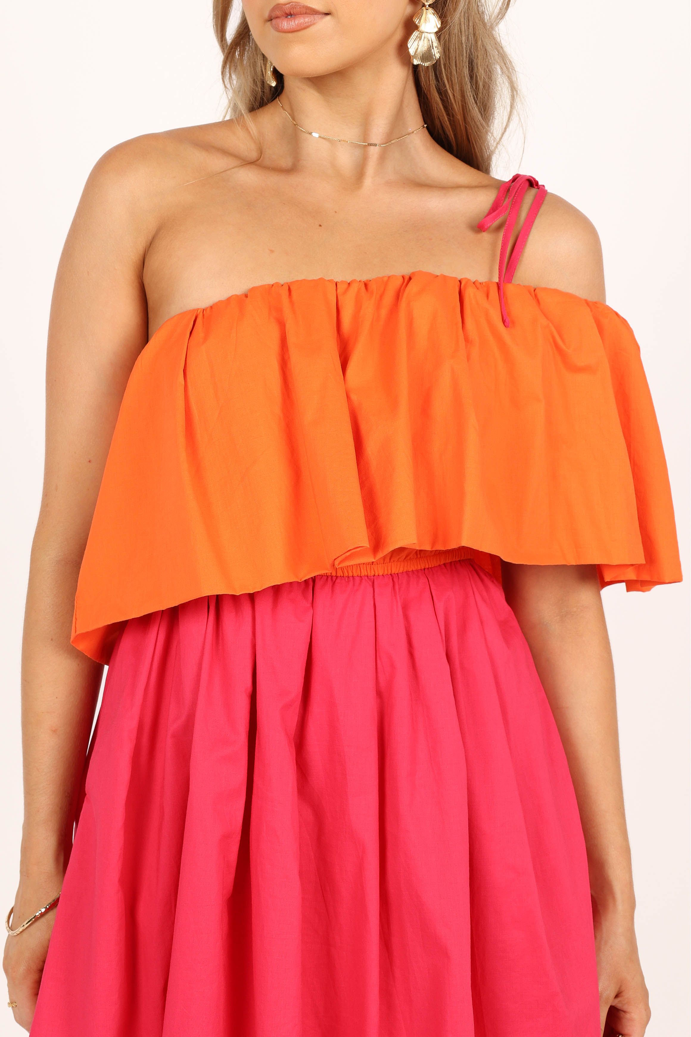Maeva One Shoulder Mini Dress - Pink/Orange sold by Petal & Pup product image thumbnail 2