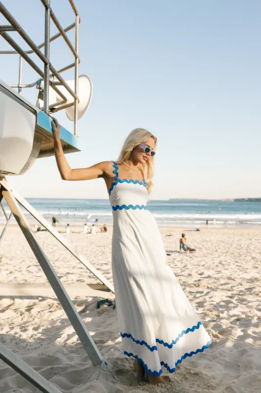 Nancy Maxi Dress - Blue/White sold by Petal & Pup