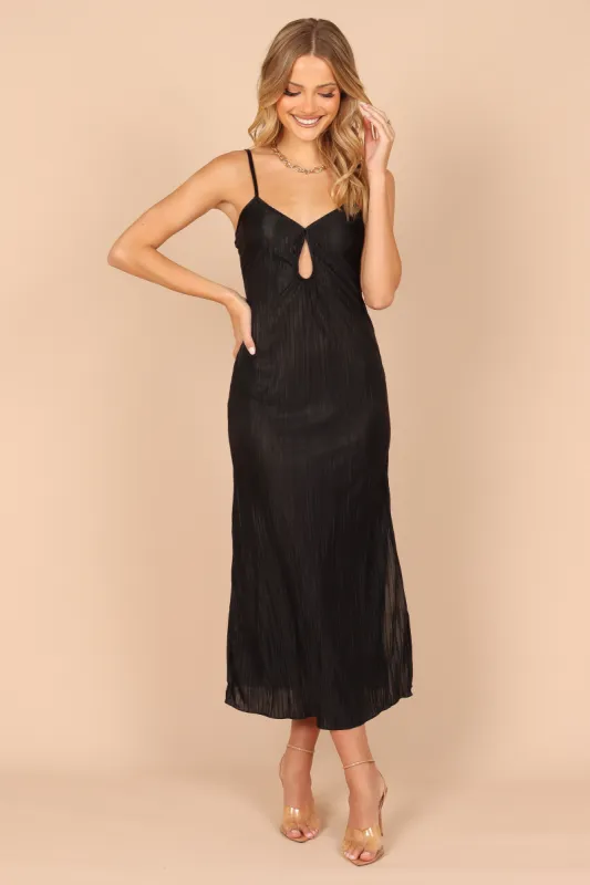 Frenchie Cut Out Pleated Midi Dress - Black sold by Petal & Pup