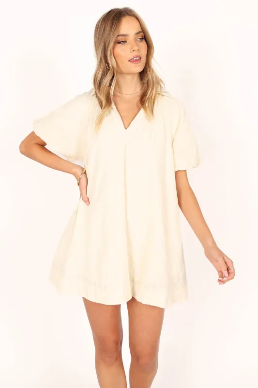 Sophia Puff Sleeve Mini Dress - White sold by Petal & Pup