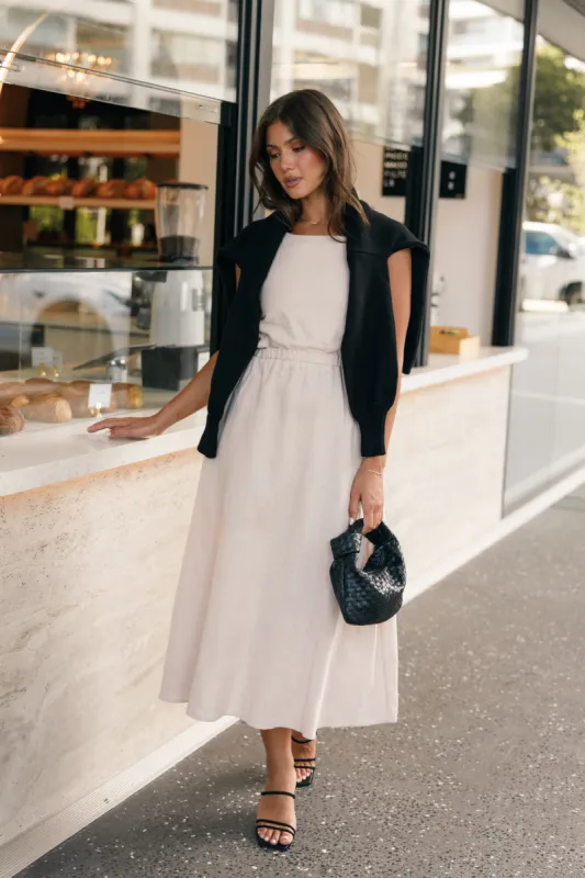 Aubrey Cutout Midi Dress - Beige sold by Petal & Pup