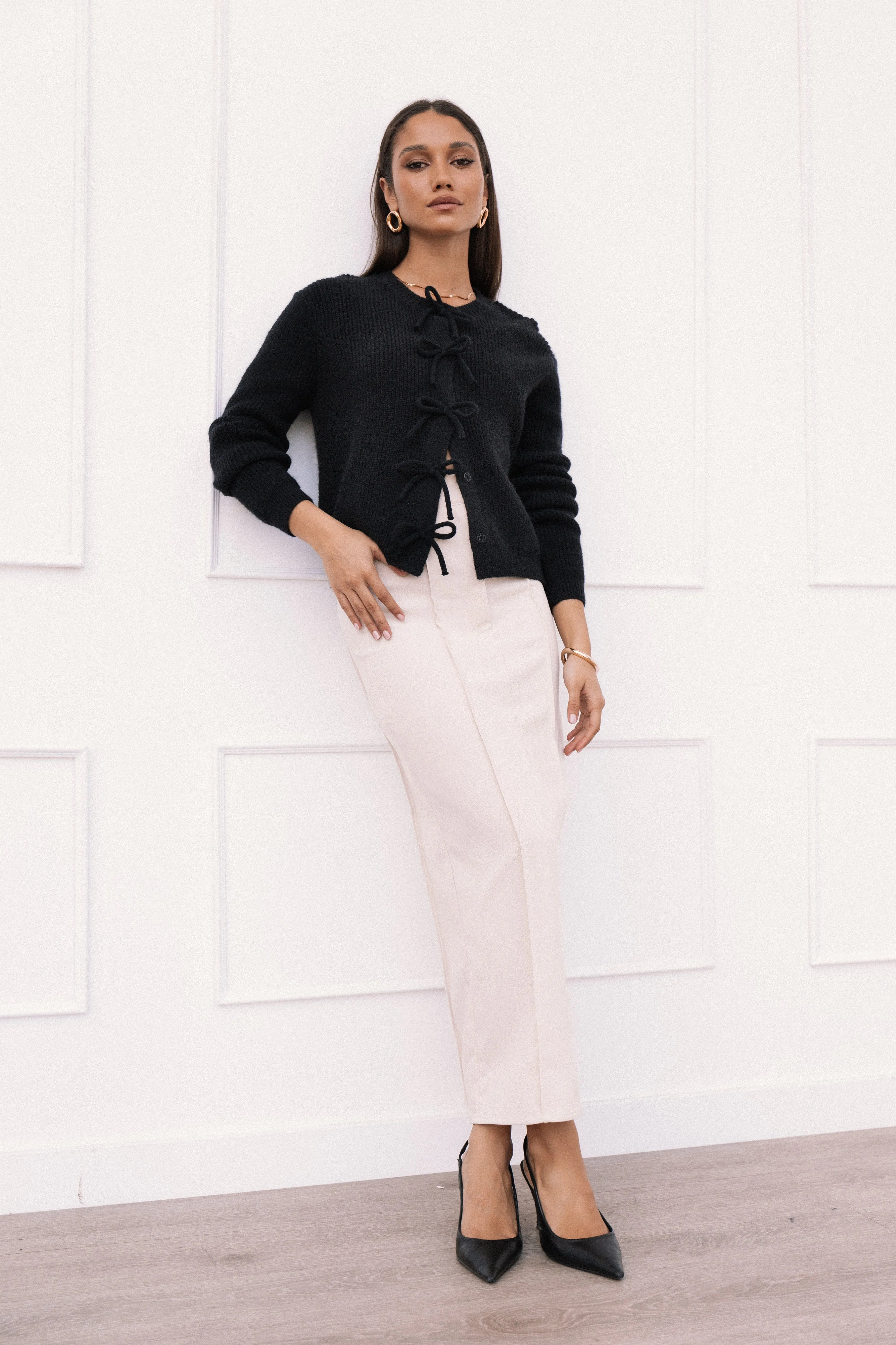 Wilde Bow Front Cardigan - Black sold by Petal & Pup product image thumbnail 2