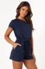 Cecilia Off Shoulder Romper - Navy sold by Petal & Pup