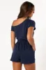 Cecilia Off Shoulder Romper - Navy sold by Petal & Pup