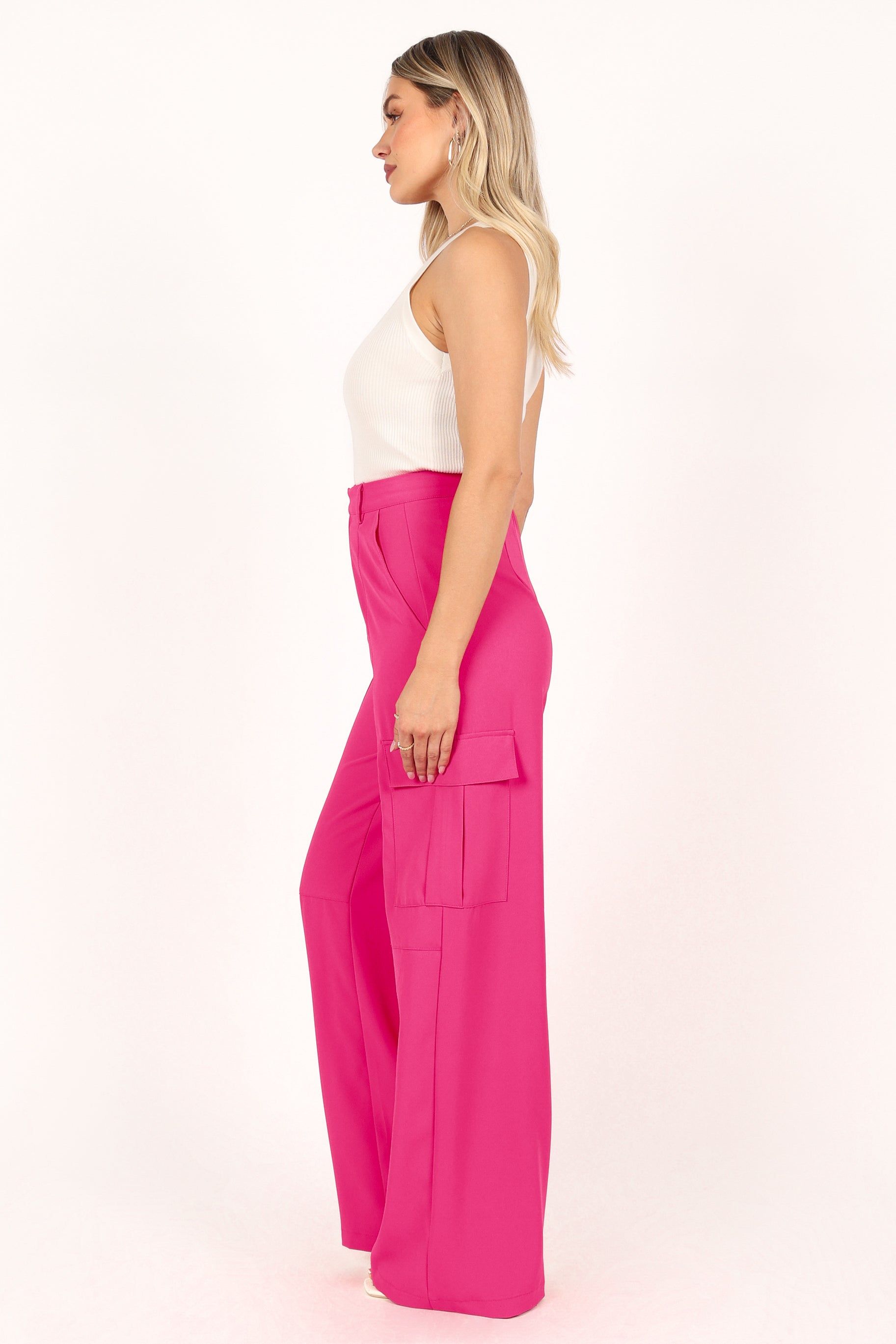 Khloe High Waisted Pant - Bright Pink sold by Petal & Pup product image thumbnail 5