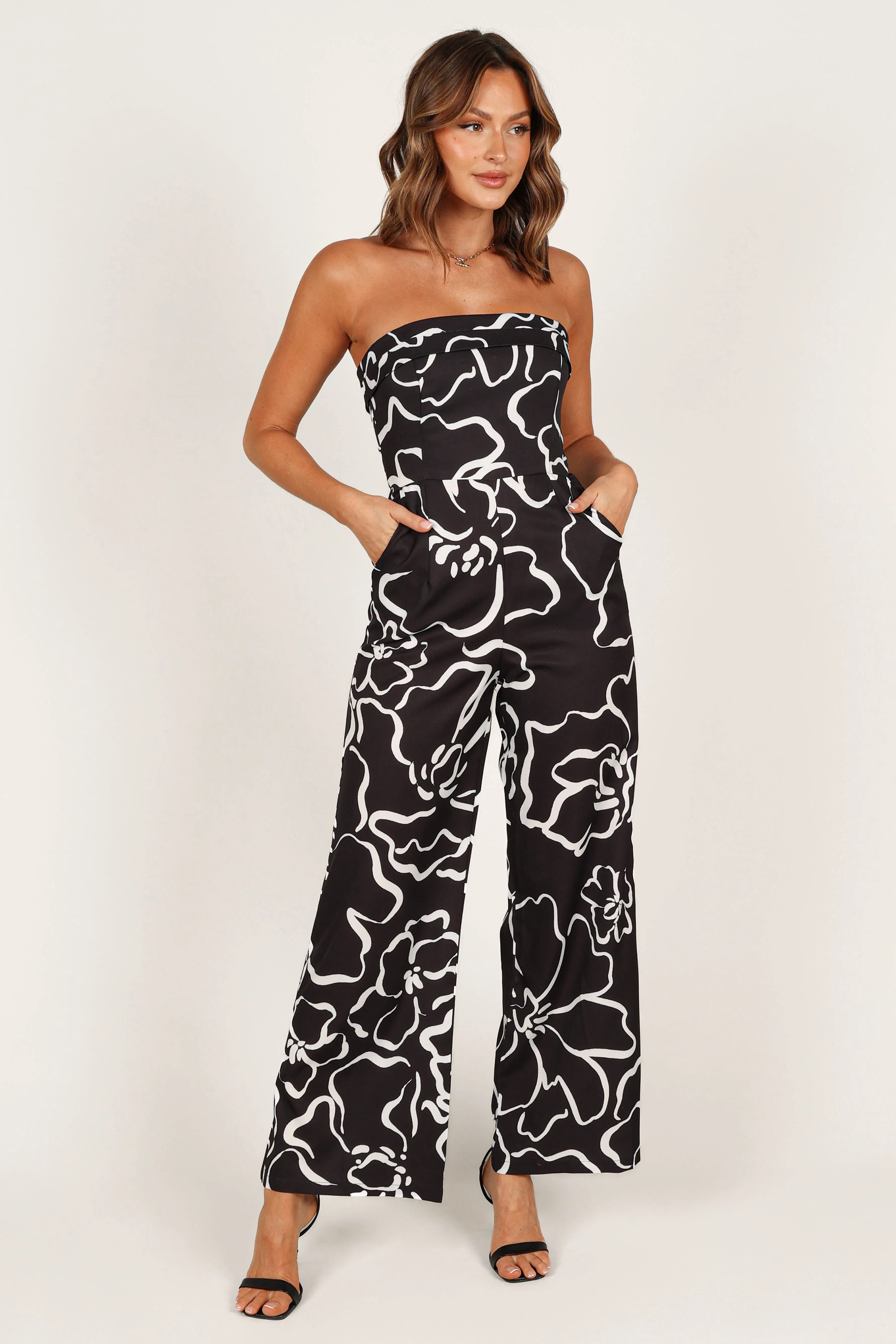 York Jumpsuit - White/Black Floral sold by Petal & Pup product image thumbnail 3