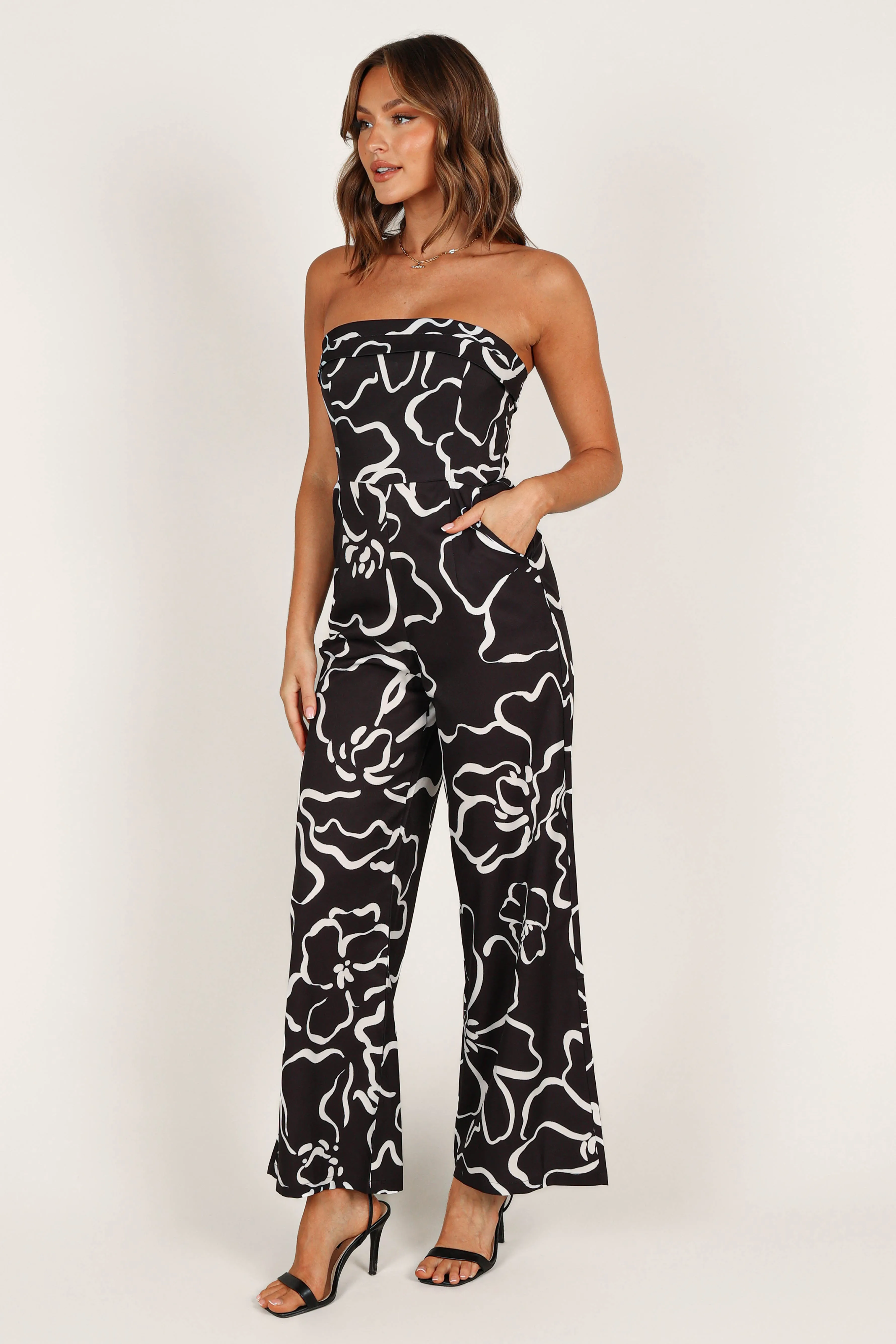 York Jumpsuit - White/Black Floral sold by Petal & Pup product image thumbnail 5