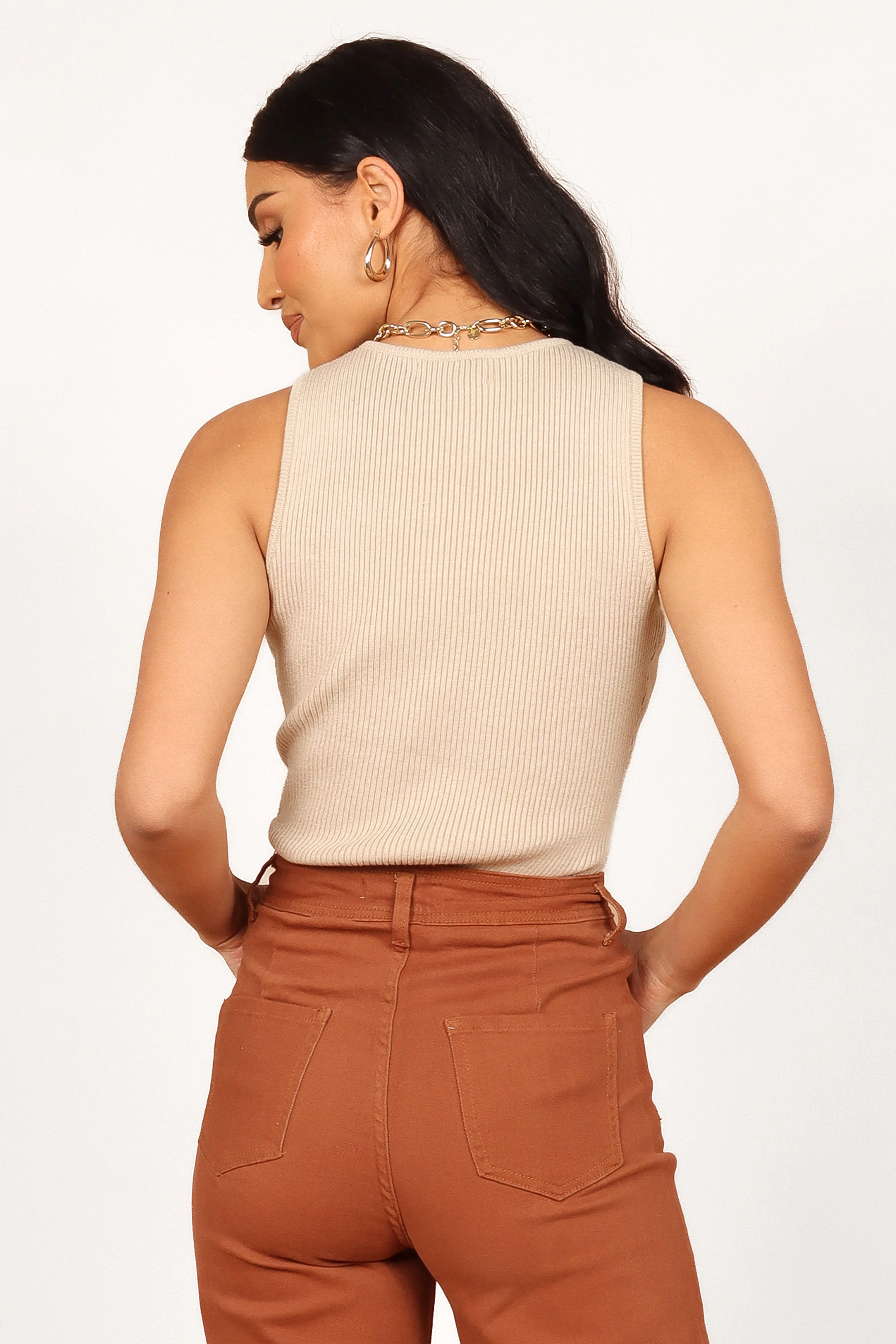 Davie Ribbed Tank Top - Beige sold by Petal & Pup product image thumbnail 3