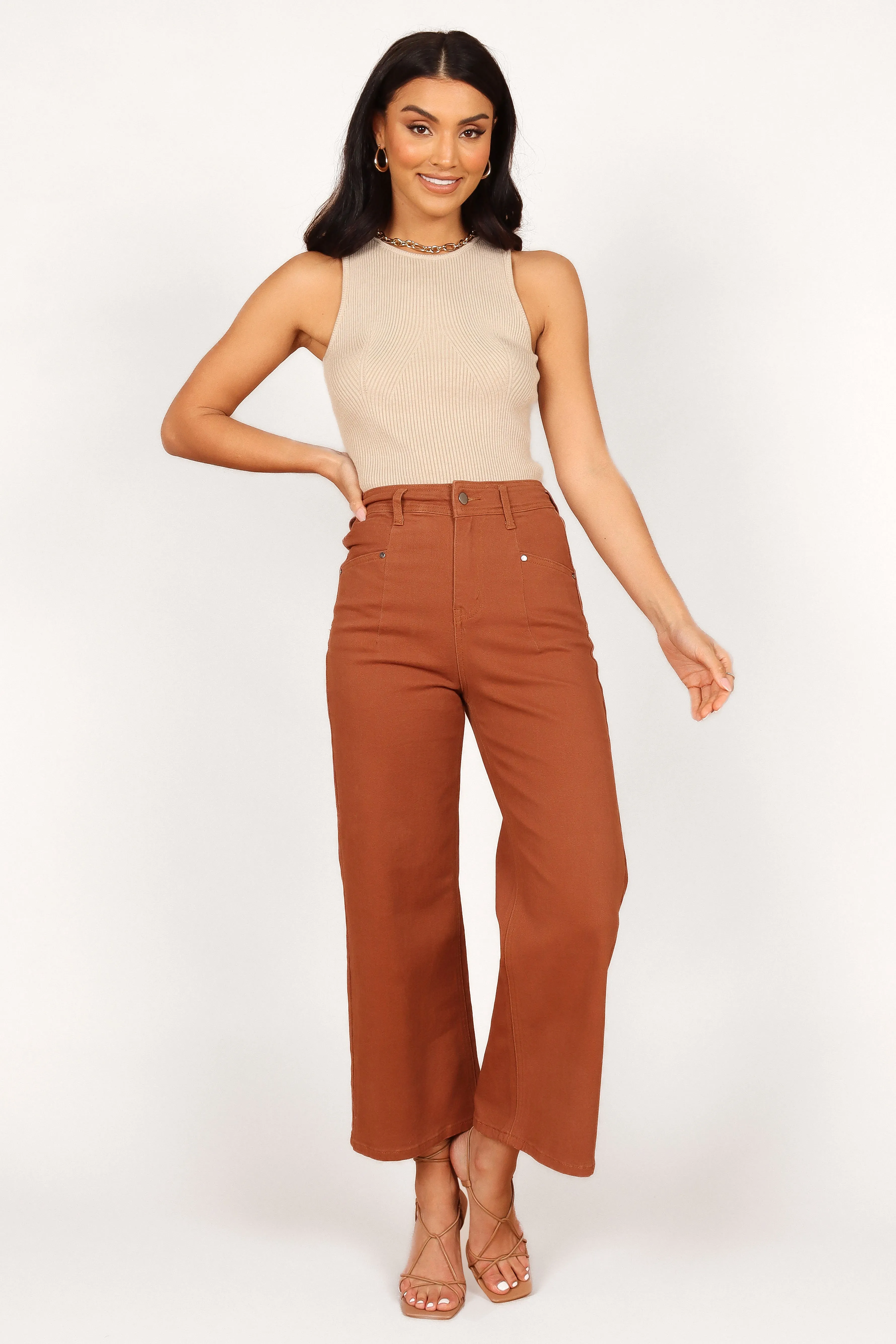 Davie Ribbed Tank Top - Beige sold by Petal & Pup product image thumbnail 5