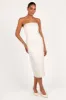 Avah Strapless Midi Dress - White sold by Petal & Pup