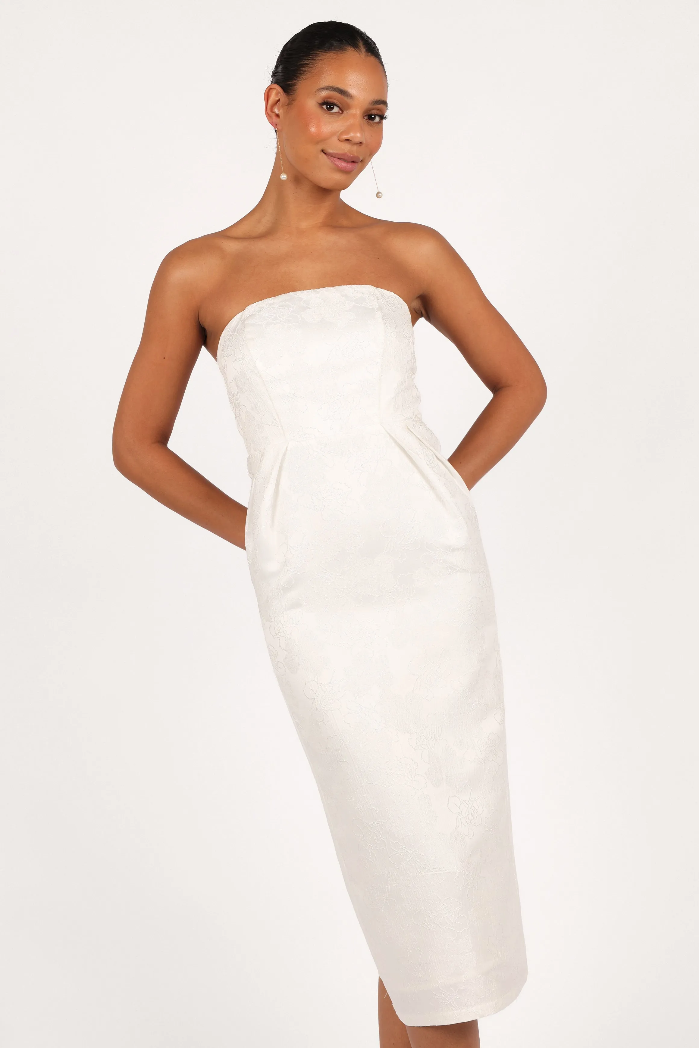 Avah Strapless Midi Dress - White sold by Petal & Pup product image thumbnail 3
