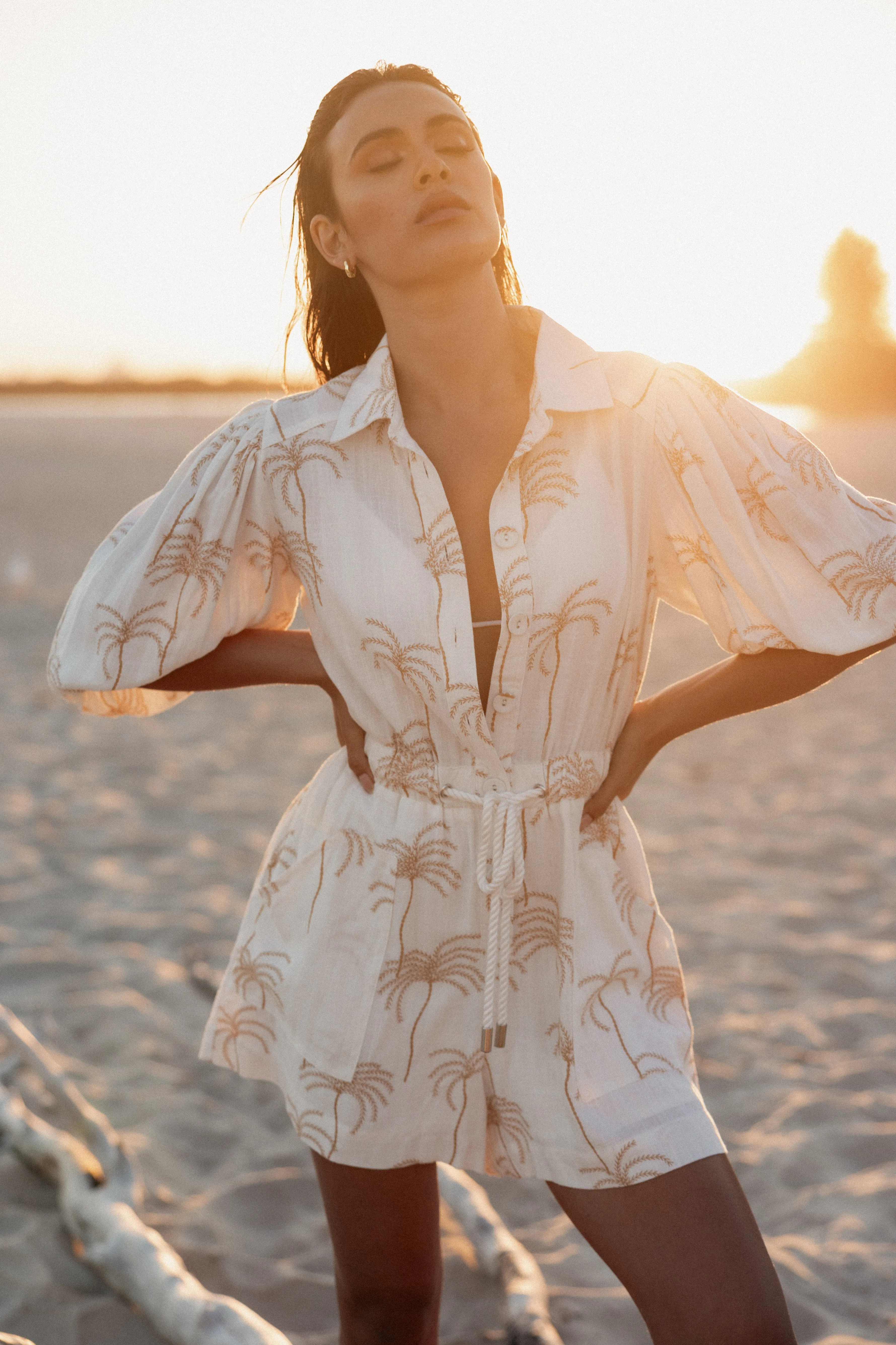 Gina Romper - White Print sold by Petal & Pup