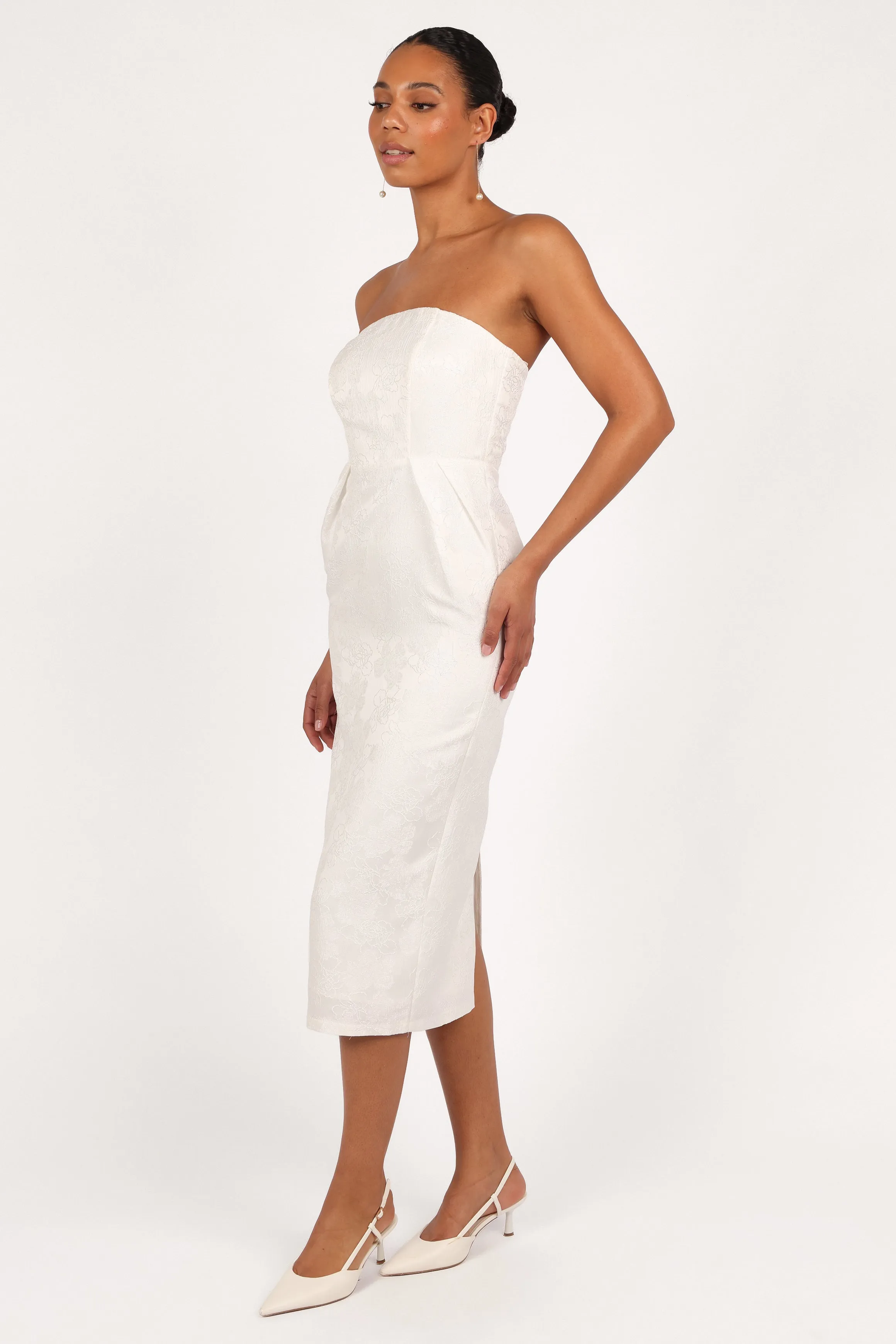 Avah Strapless Midi Dress - White sold by Petal & Pup product image thumbnail 5