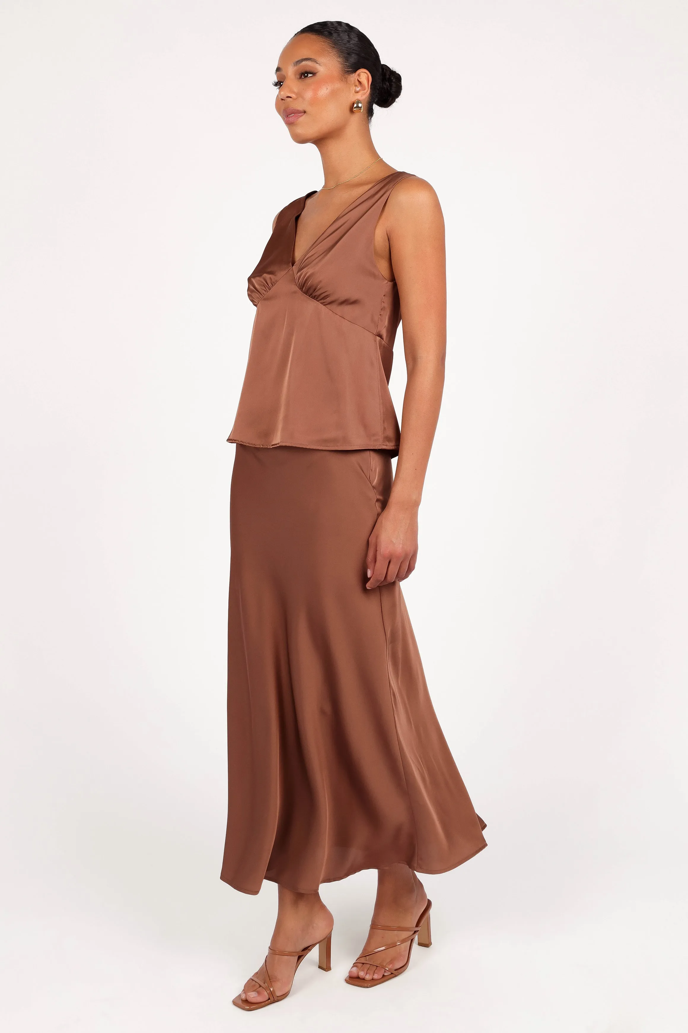Nellie Satin Midi Skirt - Banksia Brown sold by Petal & Pup product image thumbnail 5