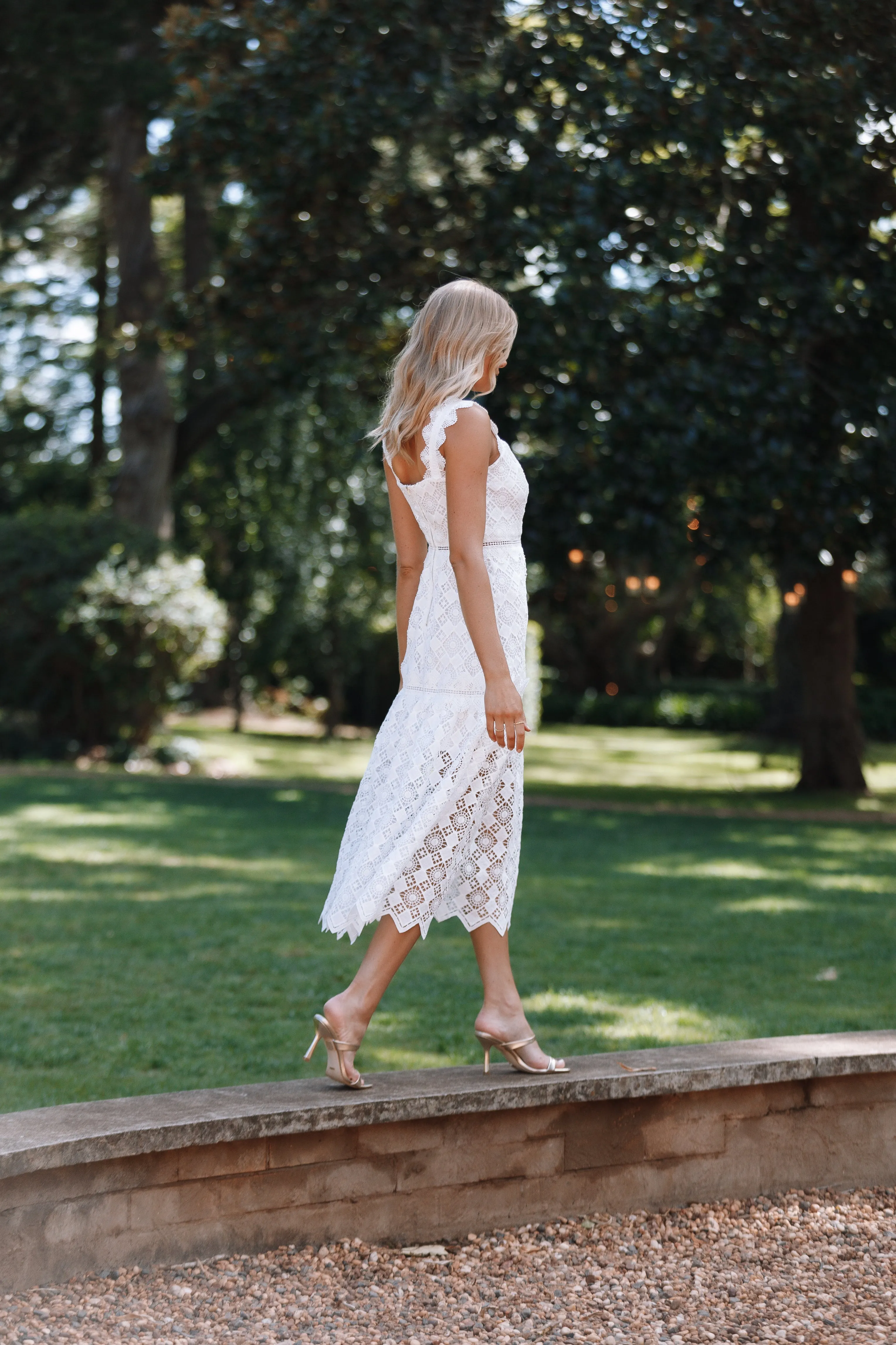 Harper Midi Lace Dress - White sold by Petal & Pup