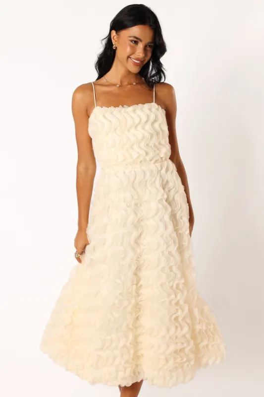 Kade Textured Midi Dress - White sold by Petal & Pup