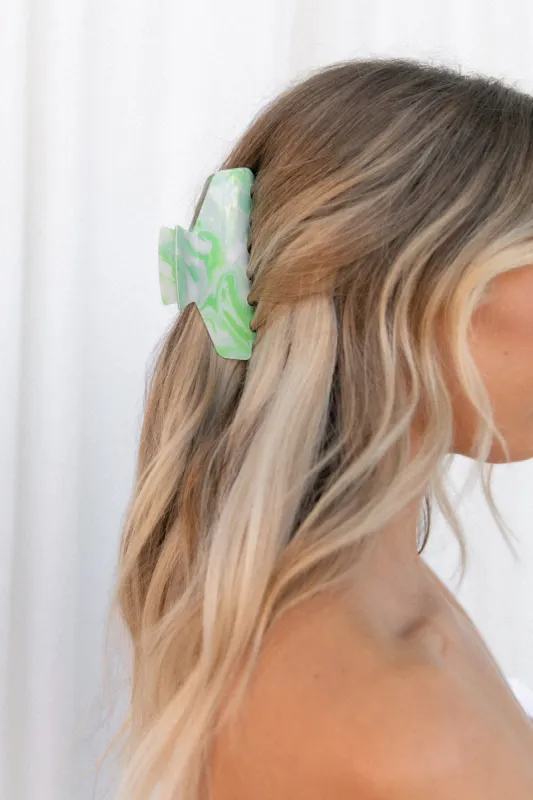 Allie Hairclip - Green Swirl sold by Petal & Pup